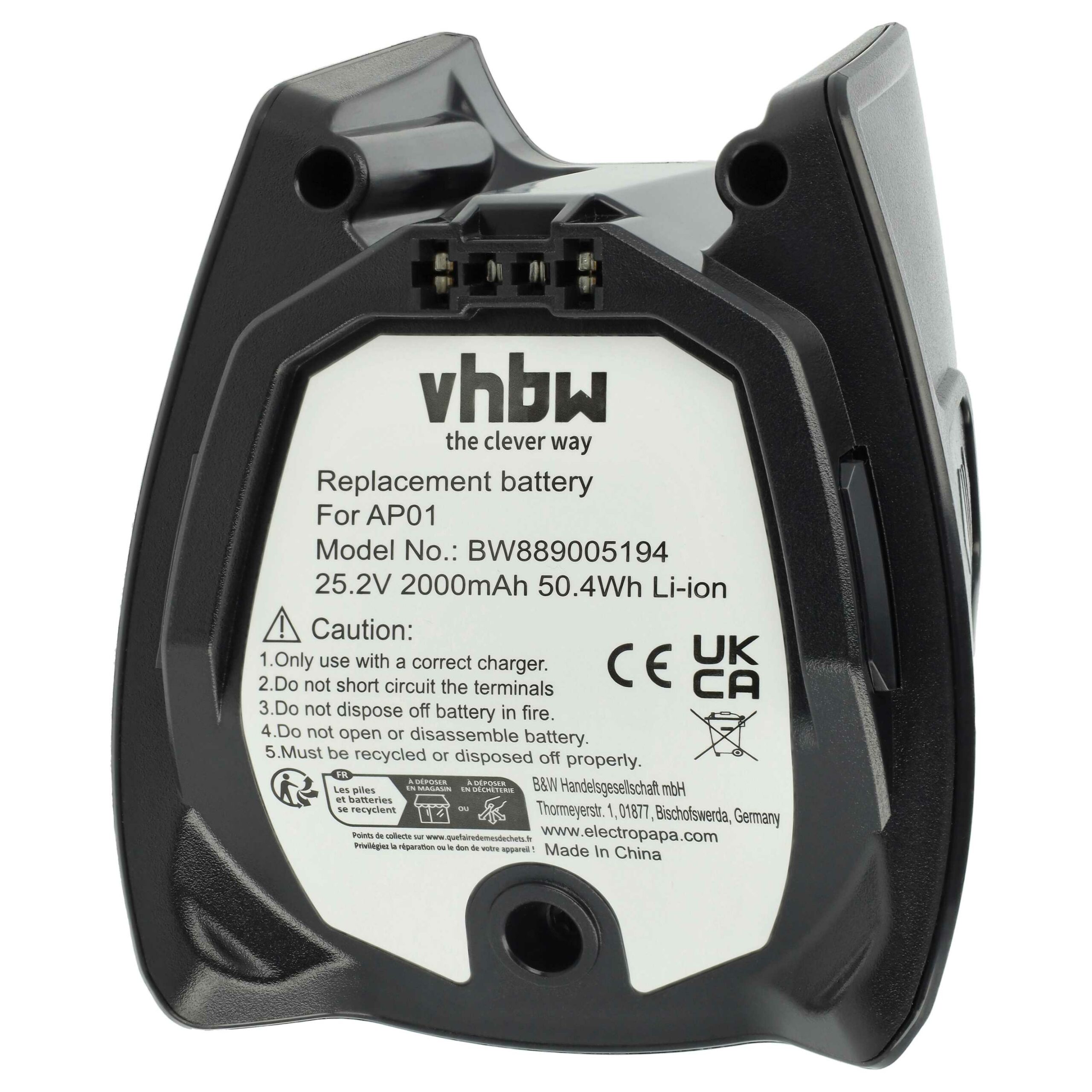 Bateria vhbw para Miele AP01, HX-LA, 1010042, AP02, HS19, 11384710 - 2000mAh, 25.2V, Li-Ion - Image 3