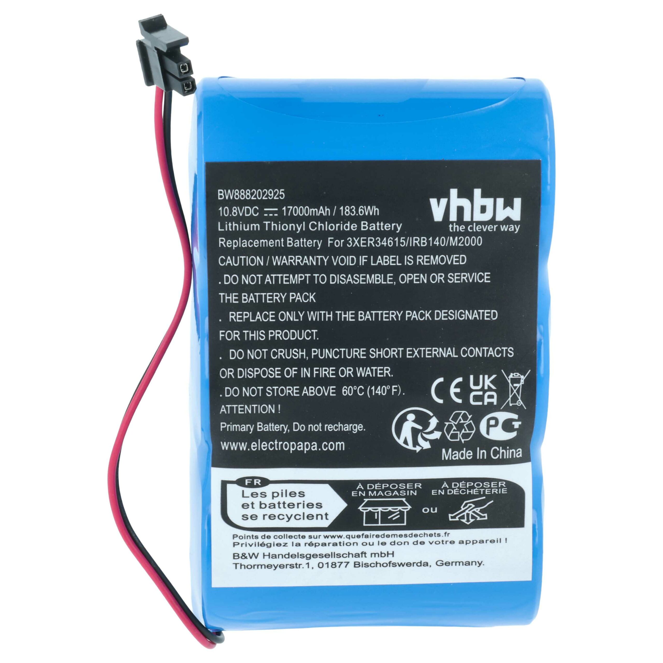 Bateria Industrial vhbw 2x para Robô ABB 3HAB 9999-1 - 17000 mAh 10.8V Li-SOCl2 - Image 3