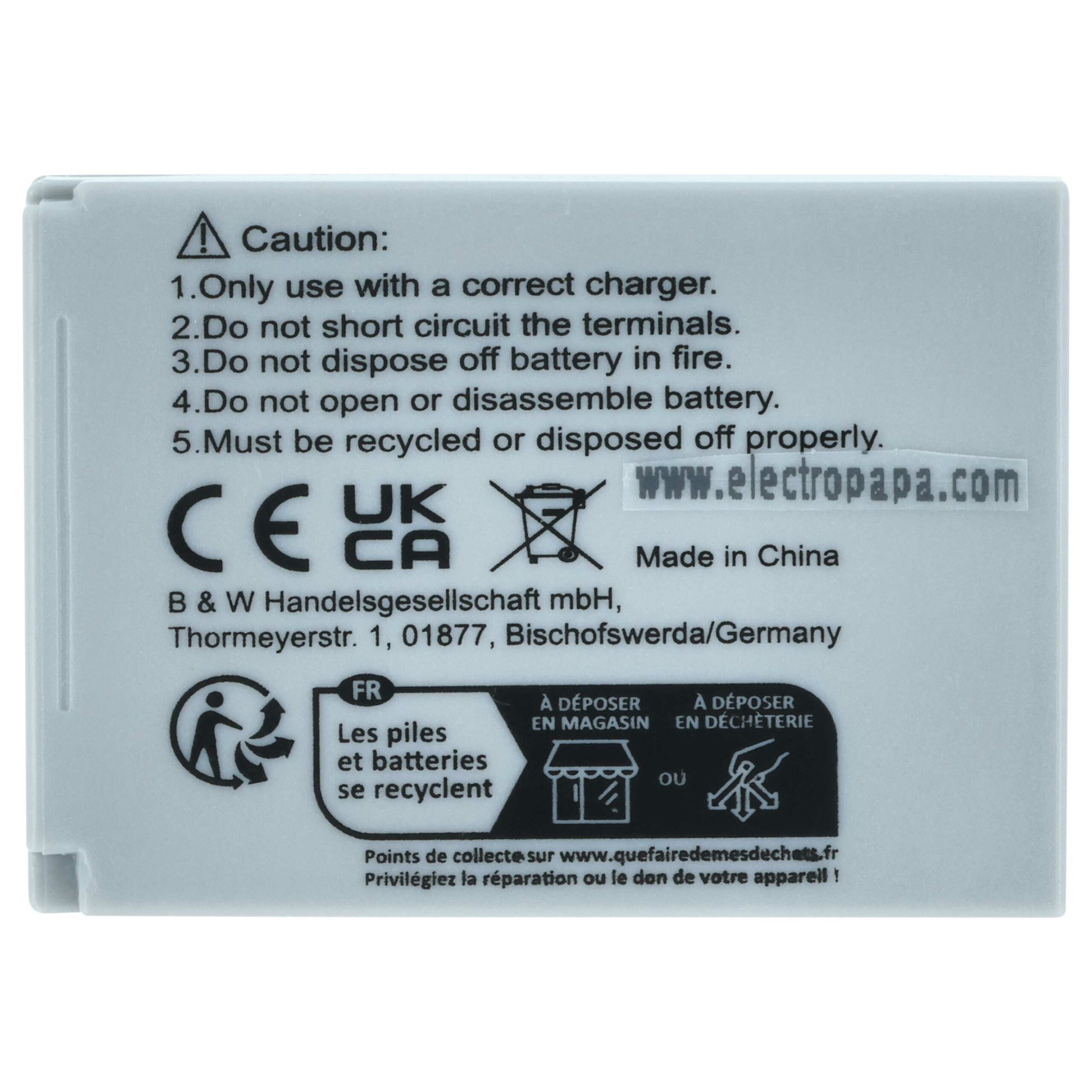 Pack com 3 Baterias vhbw NB-5L para Canon - 650mAh, 3.6V, Li-Ion - Image 4