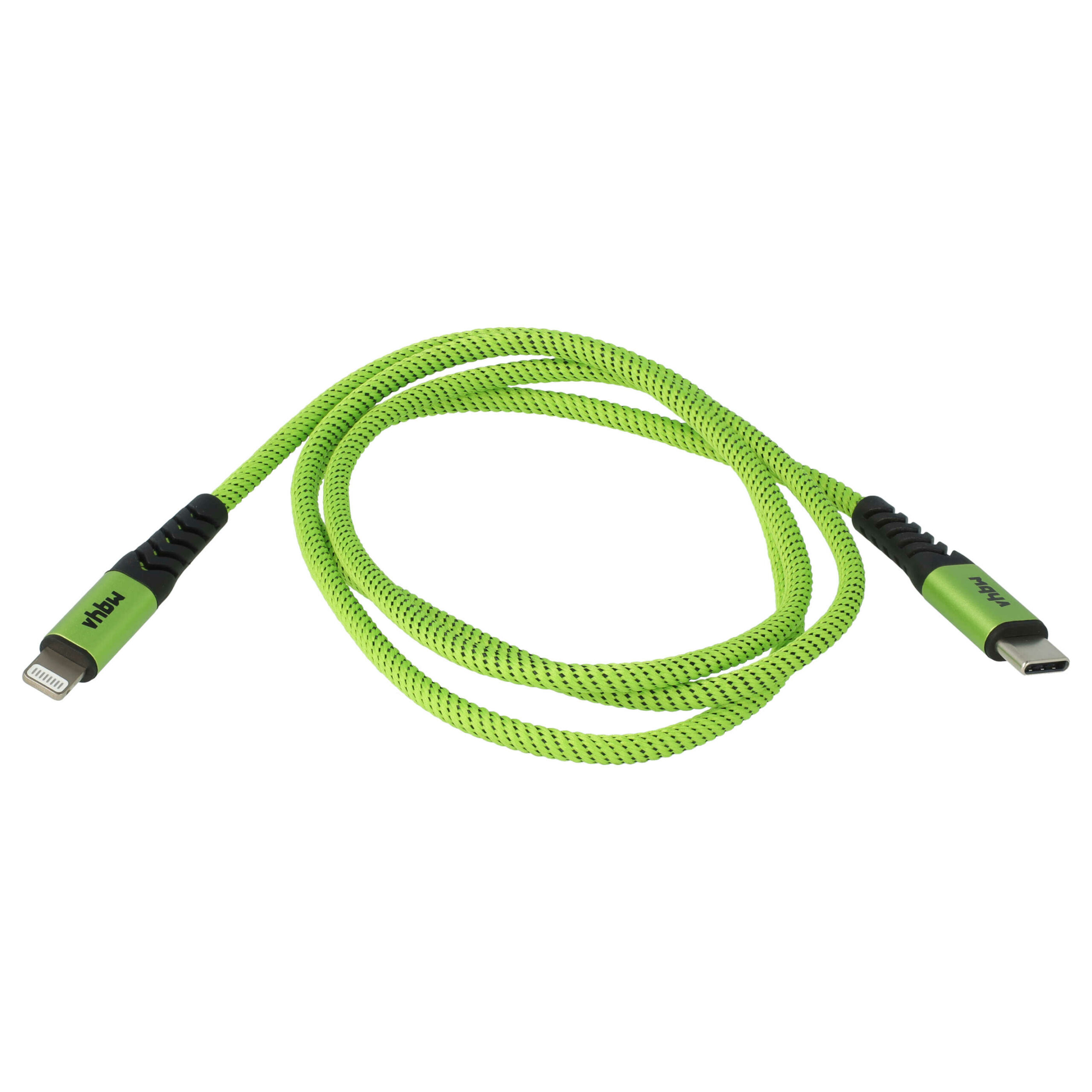 Cabo Lightning USB-C Thunderbolt 3 para Apple MacBook iPhone iPad - vhbw 100cm Verde Preto - Image 2