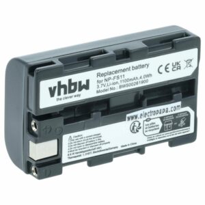 Bateria vhbw para câmaras de vídeo Sony NP-FM11, NP-FS10, NP-F11, NP-FM10, NP-FS11, NP-F10 - 1100 mAh 3.6 V Li-Ion