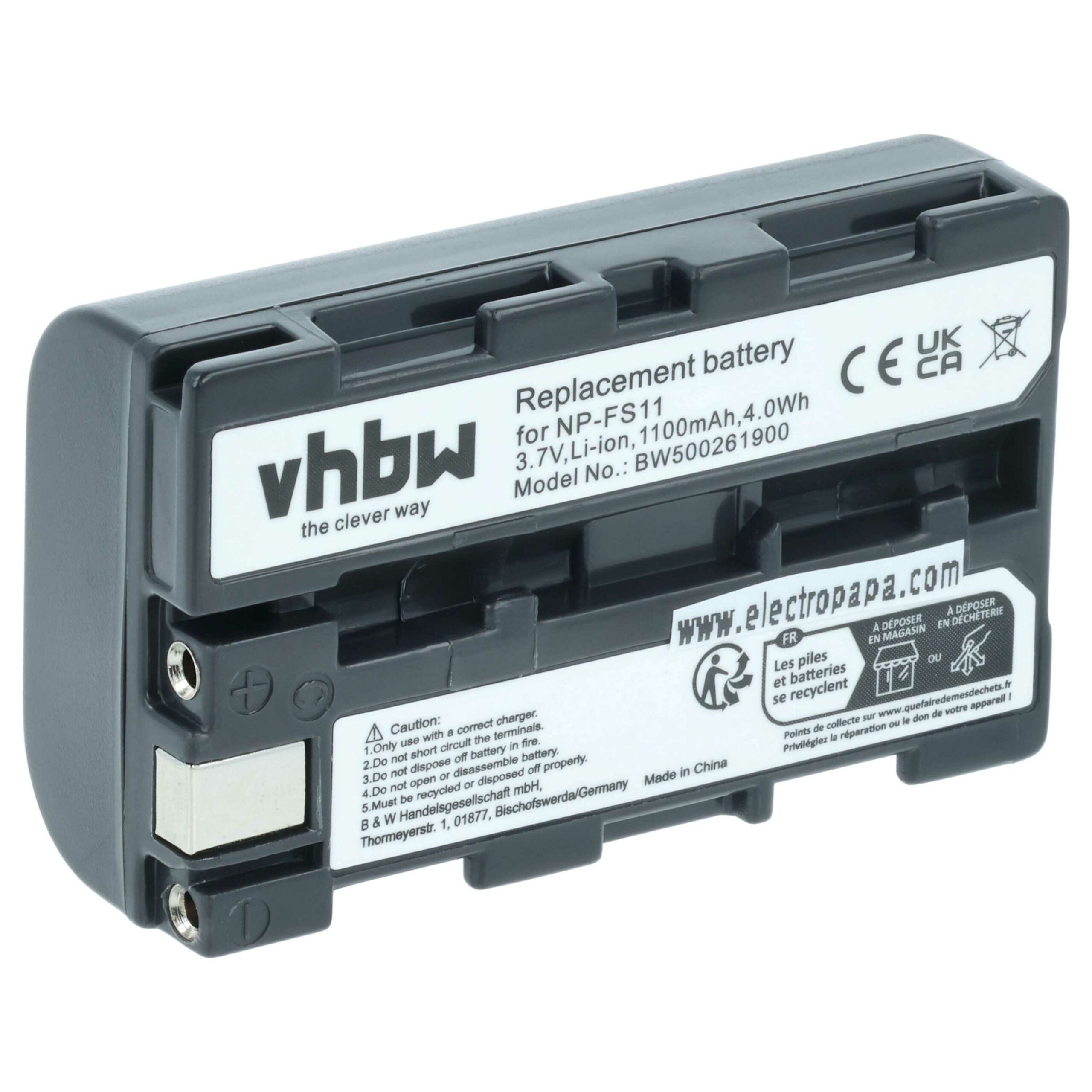 Bateria vhbw para câmaras de vídeo Sony NP-FM11, NP-FS10, NP-F11, NP-FM10, NP-FS11, NP-F10 - 1100 mAh 3.6 V Li-Ion