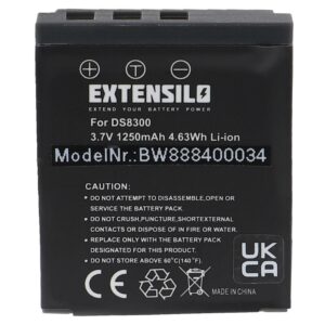 Bateria de substituição EXTENSILO 1250mAh 3.7V Li-Ion para câmaras Minox, Hitachi, Vivitar e outras
