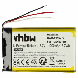 Bateria vhbw para MP3 Sony - substituição US453759 - 1000 mAh 3.7 V Li-polymer