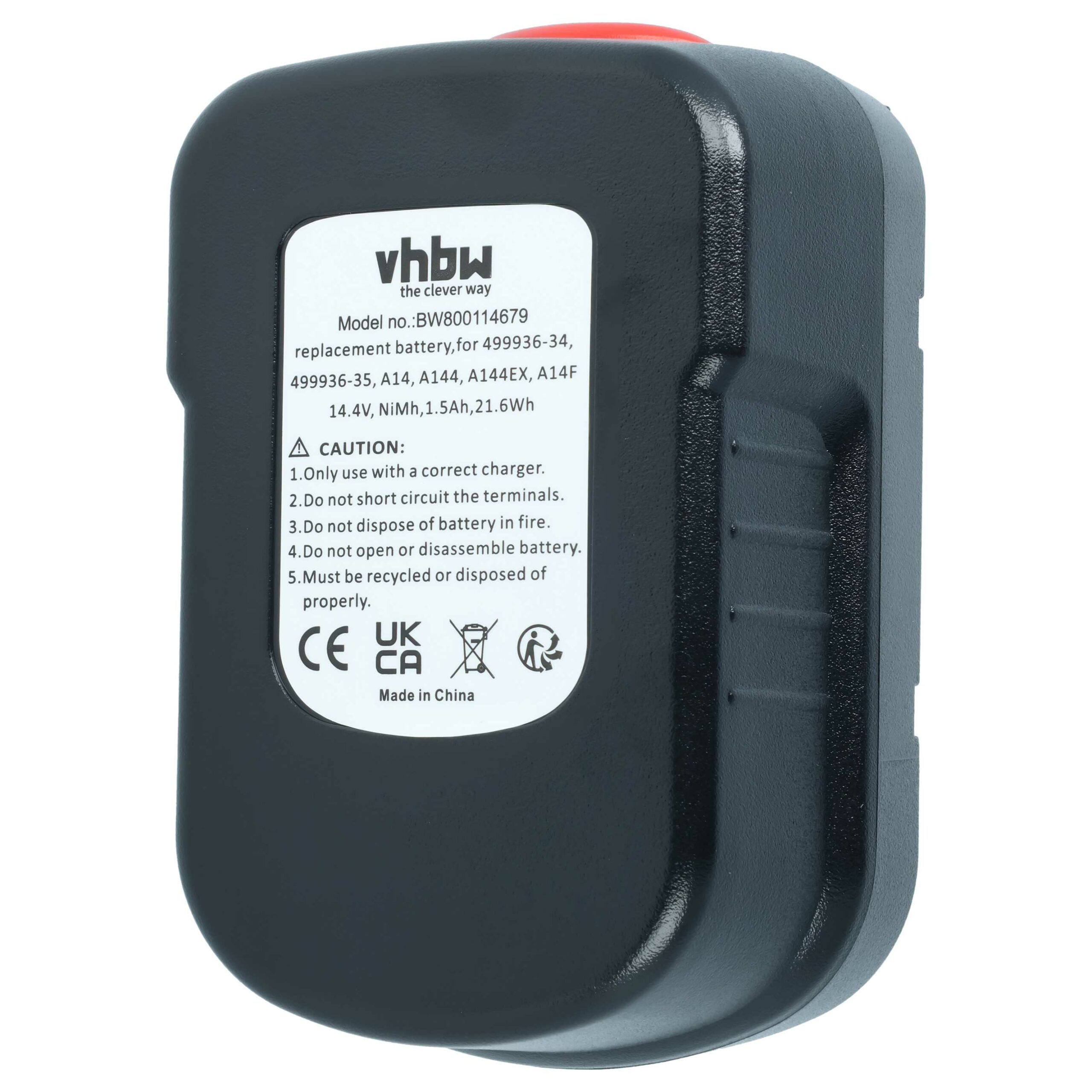 2x Bateria vhbw para Black & Decker A14, 499936-34, 499936-35 - 1500 mAh, 14.4 V, NiMH - Image 3