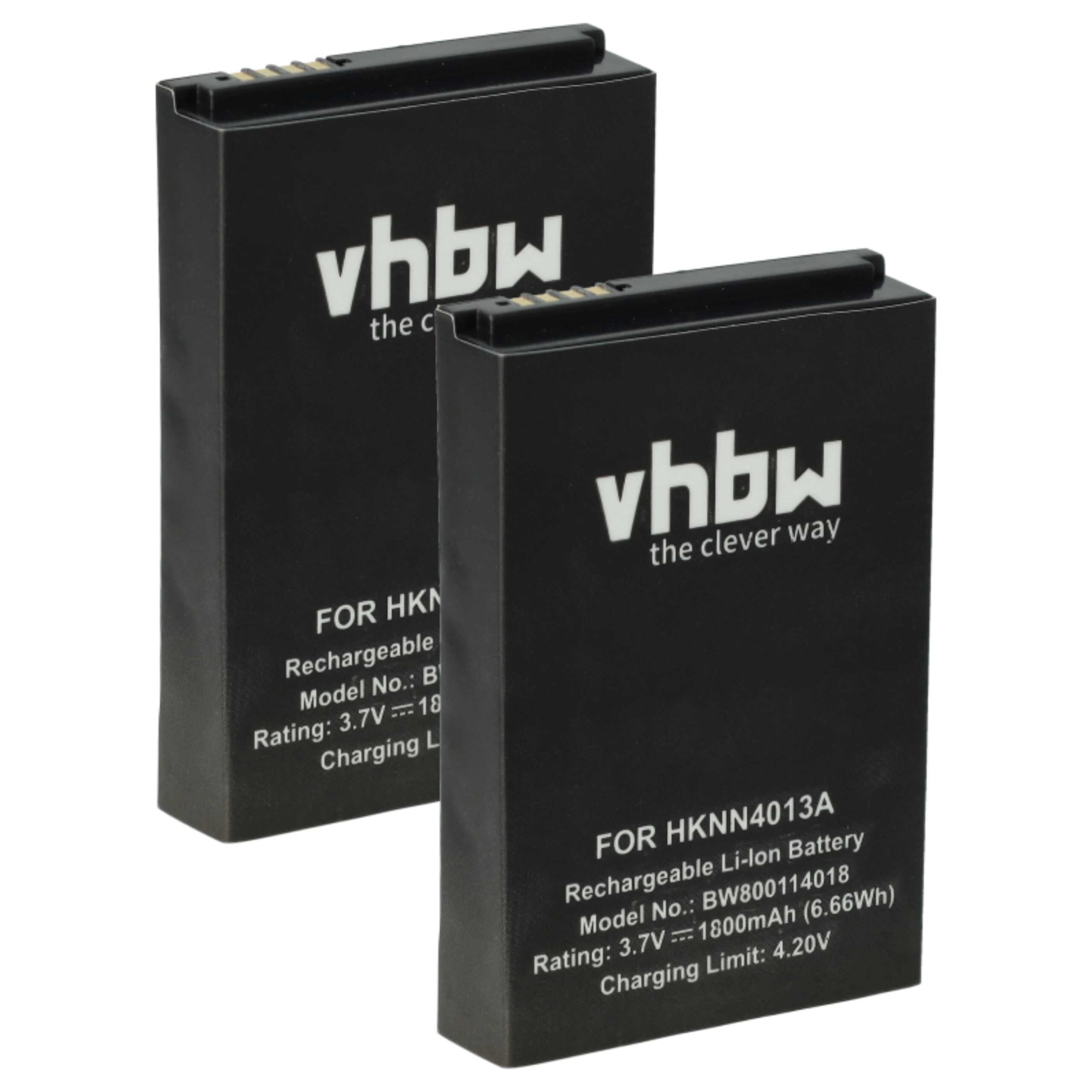 Bateria para Rádio Motorola vhbw - Compatível com BT90, HKNN4013A, HKLN4440B, BT110, BT60, HKNN4013B - 1800 mAh 3.7 V Li-Ion (Pack 2 Unidades)