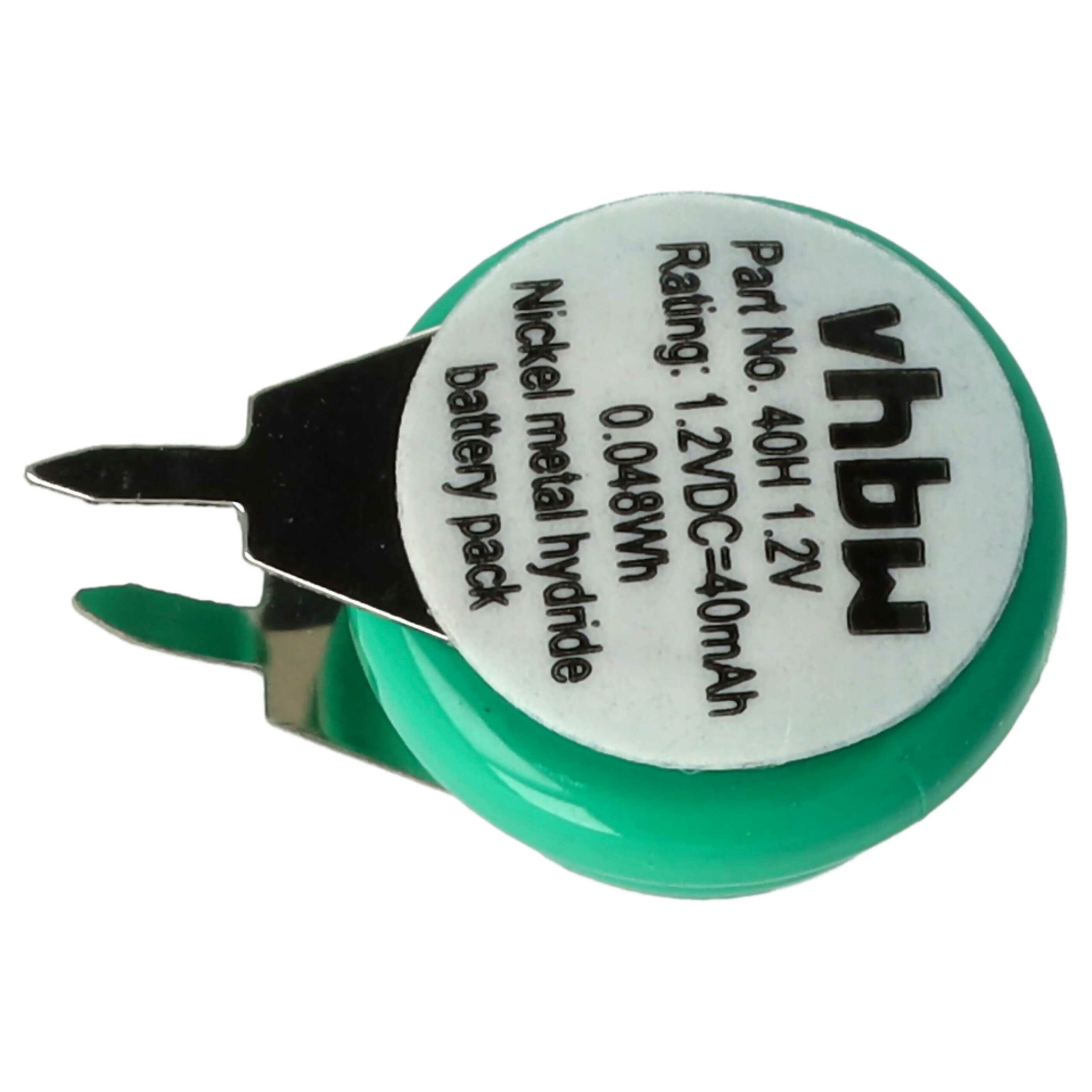 Bateria Recarregável 1/V40H 2 Pinos NiMH 40 mAh 1.2 V - vhbw - Image 2