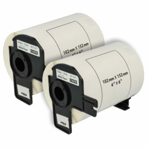2 Rolos de Etiquetas compatíveis com Brother DK-11241 - 102 x 152 mm + Suporte