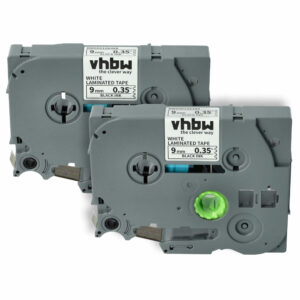 2x Fita de Etiquetas Compatível Brother TZ-221, TZE-221 - 9 mm Preto sobre Branco