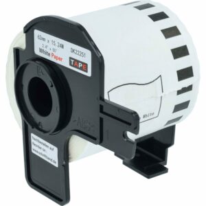 Rolo de Etiquetas vhbw compatível com Brother DK-22251 - 62 mm x 15.24 m + Suporte
