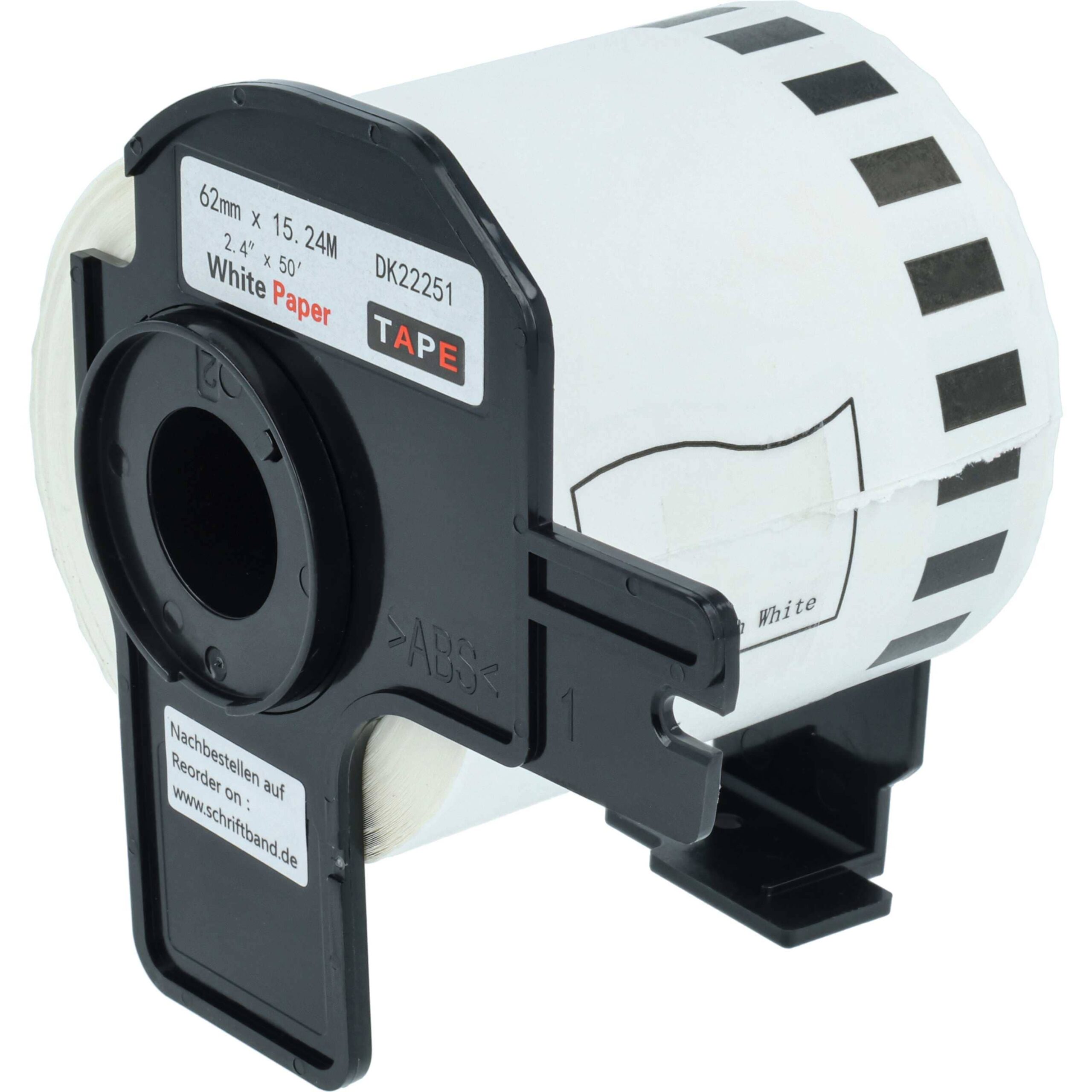 Rolo de Etiquetas vhbw compatível com Brother DK-22251 - 62 mm x 15.24 m + Suporte
