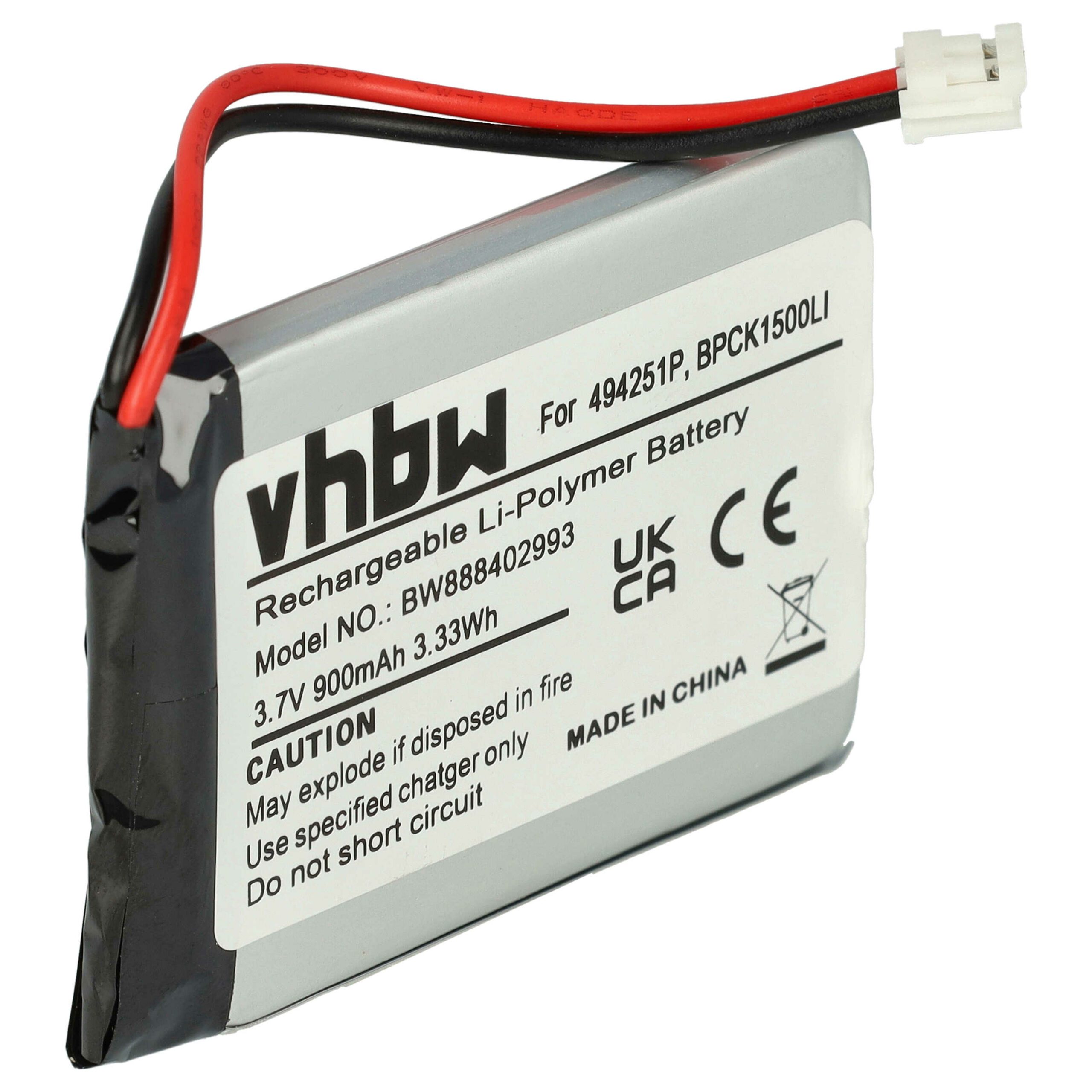 Bateria para Monitores de Bebé vhbw - Compatível Audioline 494521P, BPCK1500LI, 494251P - 900 mAh 3.7 V Li-Polímero - Image 3