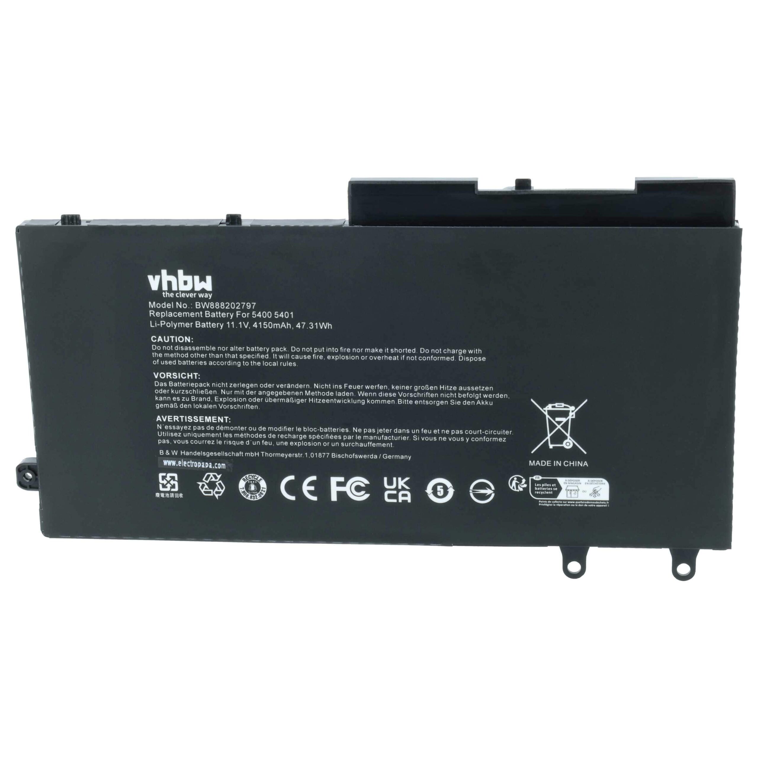 Bateria para Portátil Dell compatível com 49HG8, H82T6, K7C4H, R8D7N, TNT6H, W8GMW - 4150 mAh 11.4 V Li-Ion vhbw - Image 3