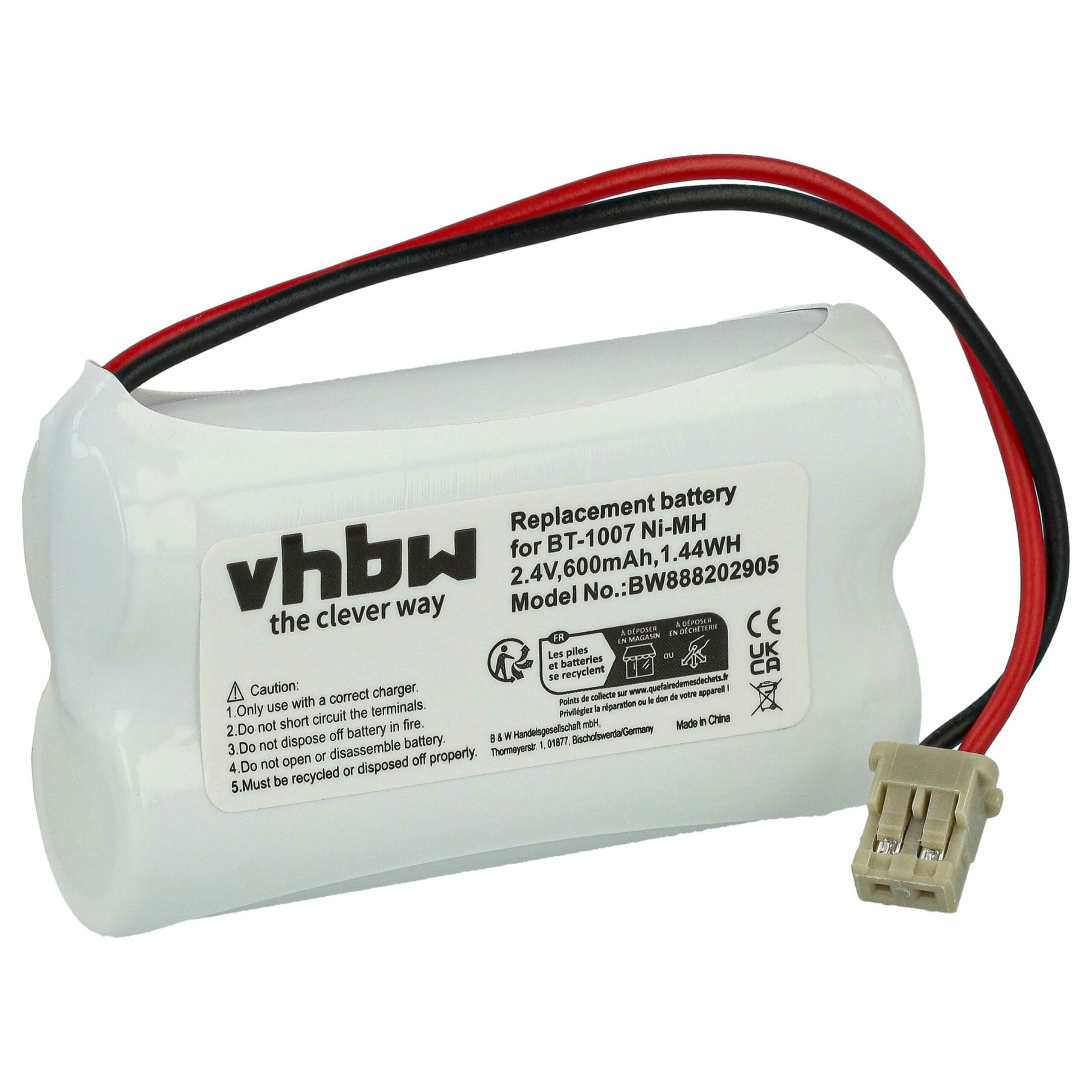 Bateria vhbw para Telefone Fixo GP Memorex BP-904, BT-904 - 600 mAh 2.4 V NiMH