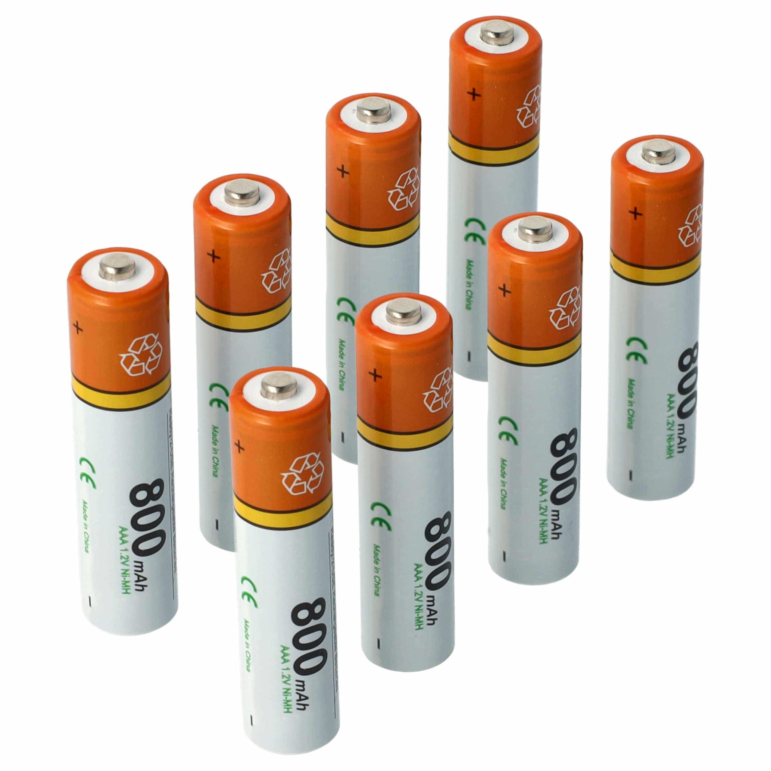 8x Baterias vhbw AAA NiMH 800 mAh 1.2V para Telefones Sem Fios Philips, Grundig, Sennheiser e outros