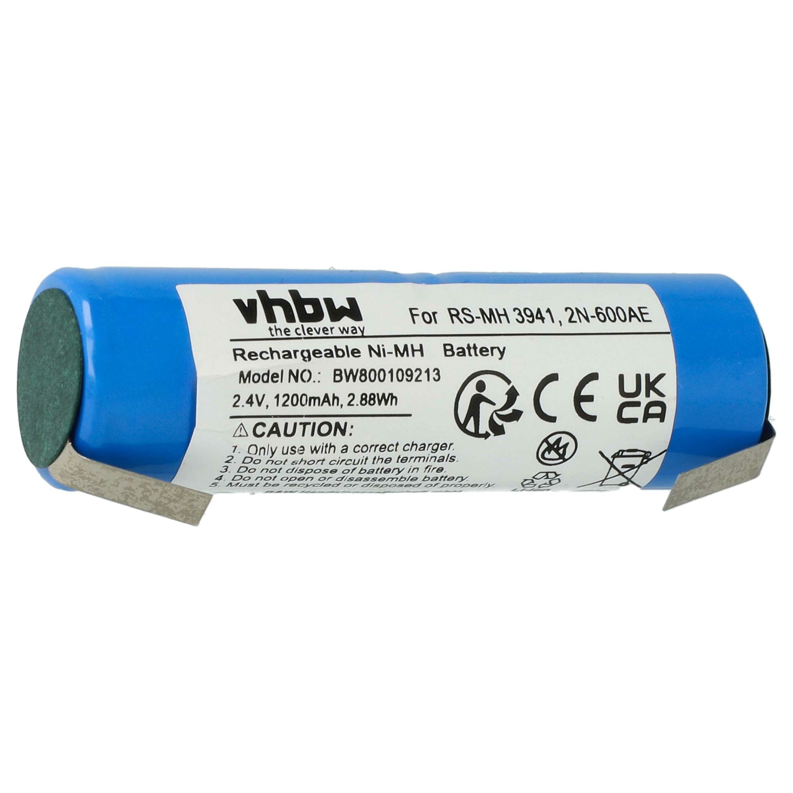 Bateria para Escova de Dentes Elétrica vhbw 1200mAh 2.4V - Compatível Philips, Braun, Rowenta, Krups