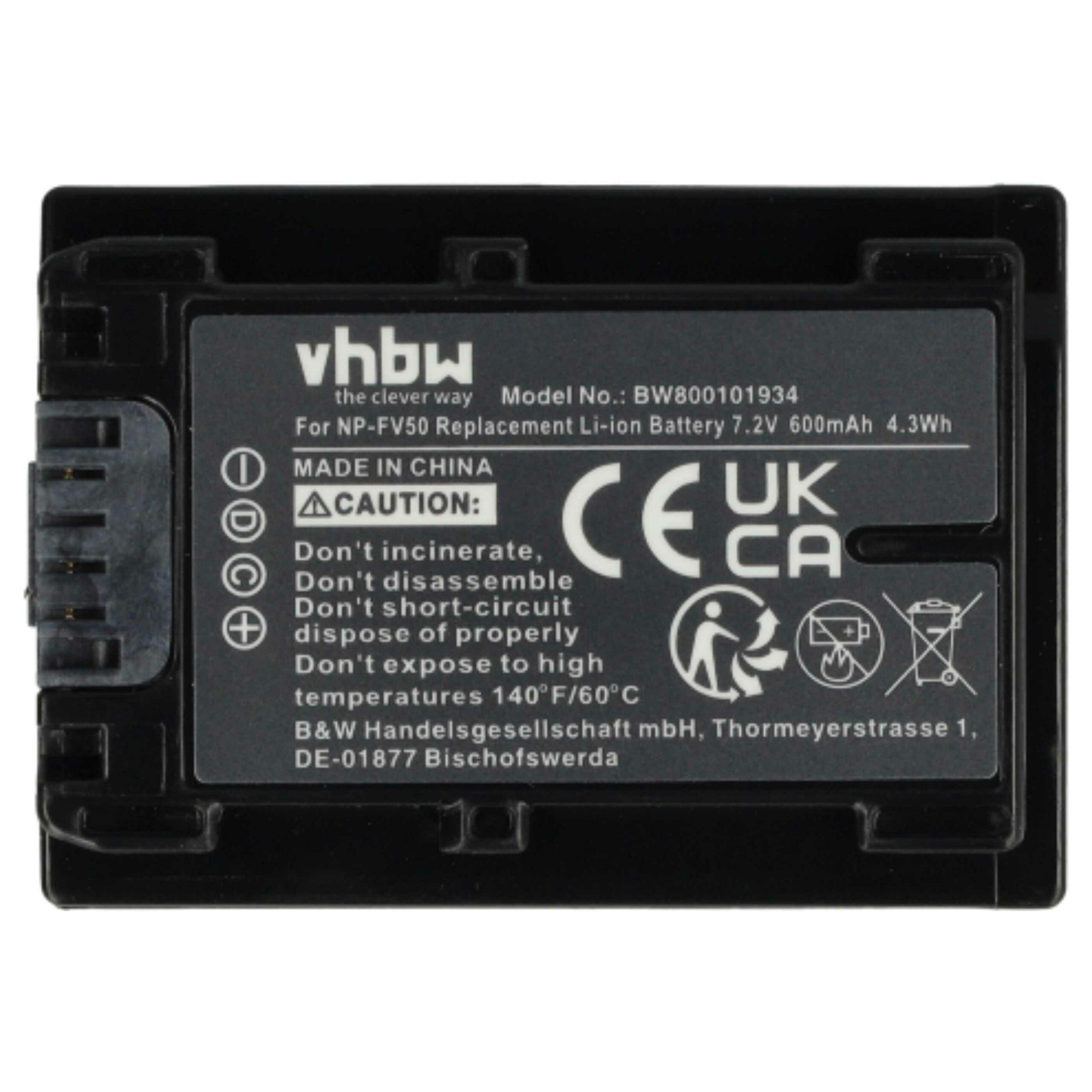 Bateria vhbw 3x para Câmaras Sony - Compatível NP-FV40, NP-FV50, NP-FV30 - 600 mAh 7.2 V Li-Ion - Image 3