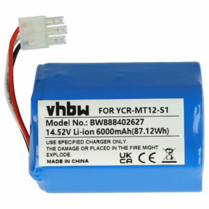 Bateria de substituição vhbw para iClebo YCR-M07-20W, YCR-MT12-S1 e outros modelos - 6000mAh, 14.52V, Li-Ion