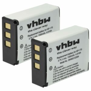 Bateria para Videocâmara vhbw 2x CB170, CB-170, 084-07042L-062 - 1300 mAh 3.7 V Li-Ion