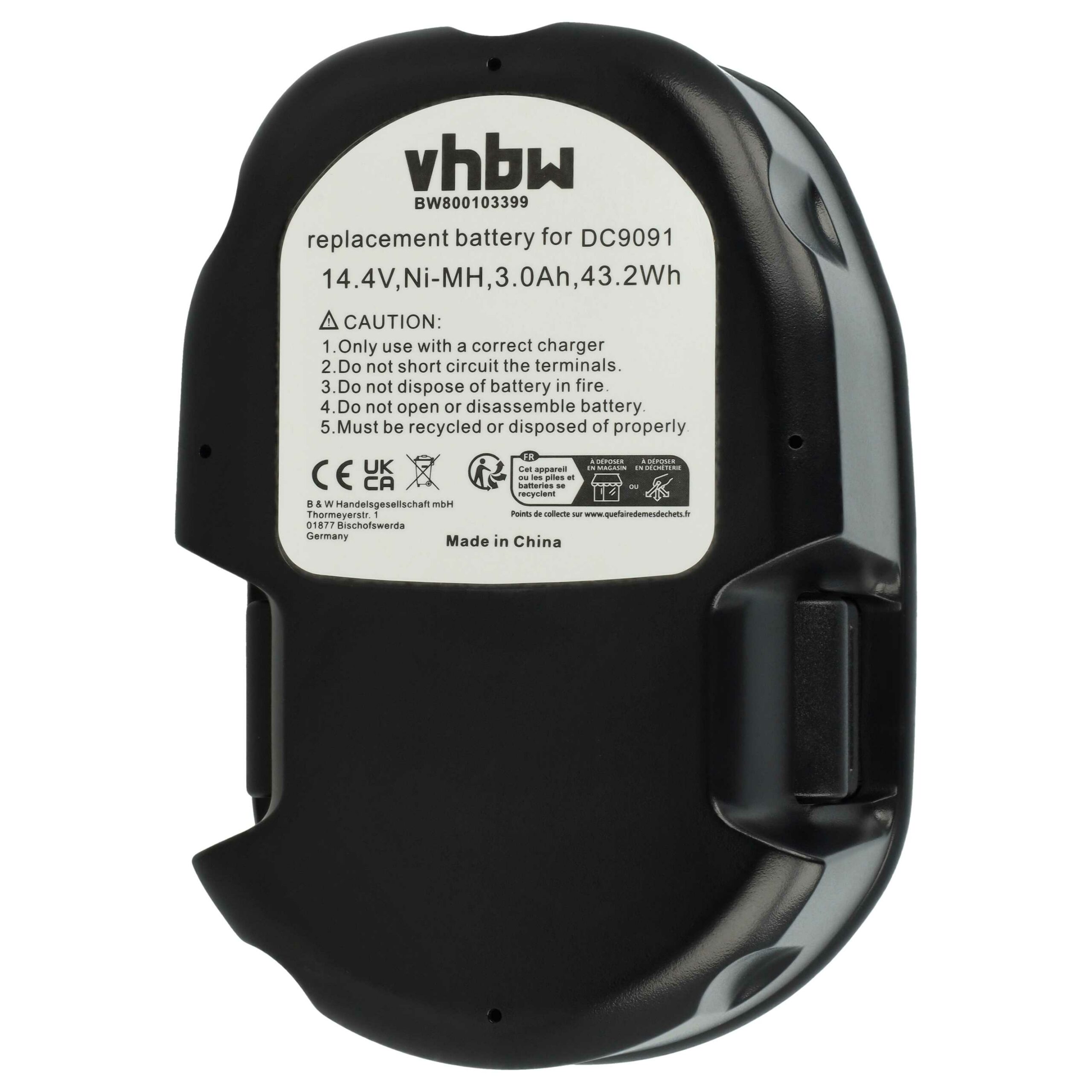 2x Bateria vhbw para Dewalt DE9092, DE9091, DE9094, DC9091, DE9038 - 3000 mAh, 14.4 V, NiMH - Image 3