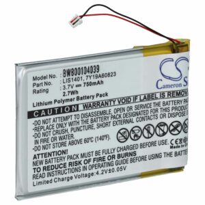 Bateria vhbw para MP3 Player Sony 1-756-763-11, 7Y19A60823, LIS1401 - 750 mAh 3.7 V Li-polymer
