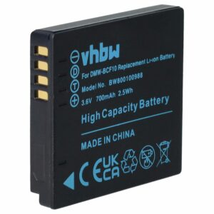 Bateria vhbw compatível Panasonic DMW-BCF10, DMW-BCF10E - 700mAh, 3.6V, Li-Ion