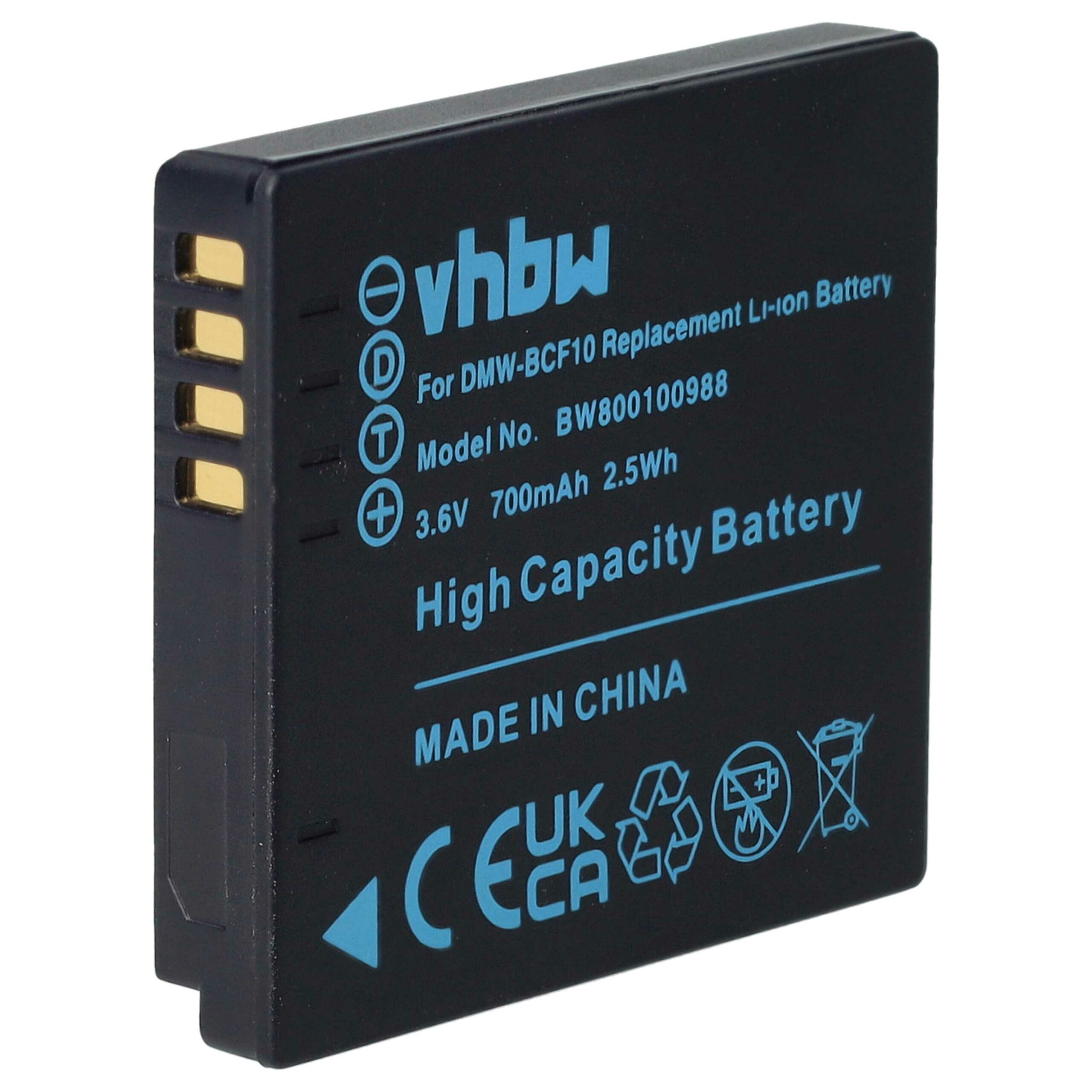 Bateria vhbw compatível Panasonic DMW-BCF10, DMW-BCF10E - 700mAh, 3.6V, Li-Ion