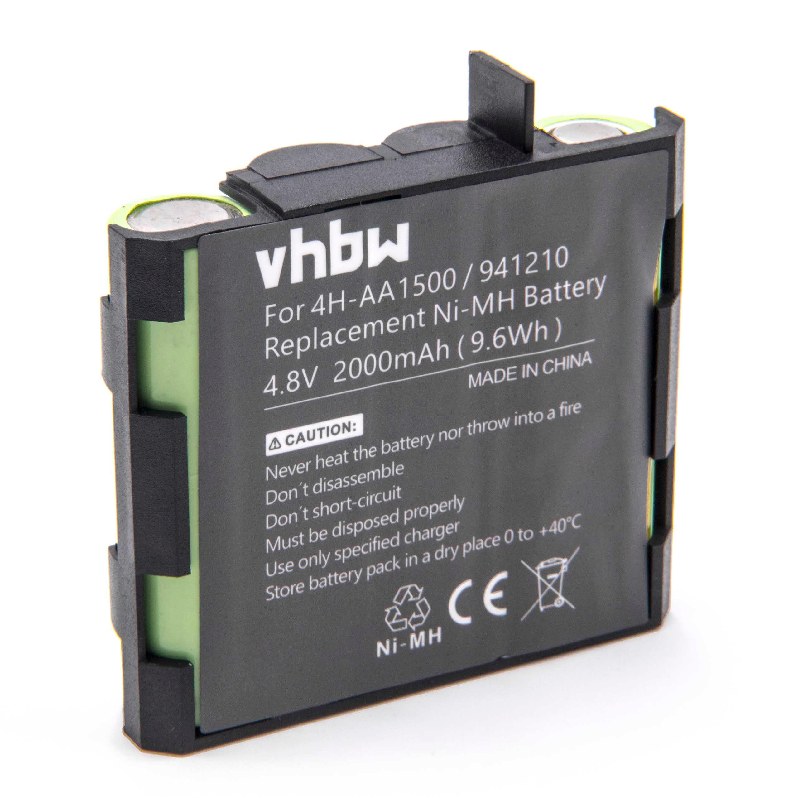 Bateria vhbw compatível com Compex Edge, Energy, Fit - 2000 mAh 4.8 V NiMH