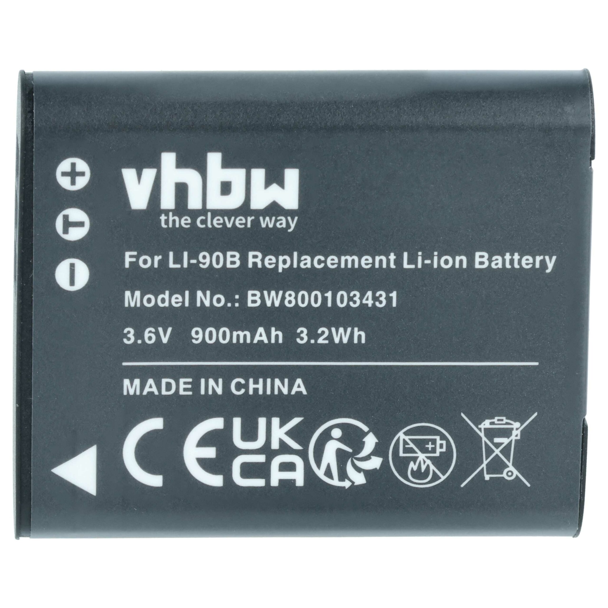 2x Bateria vhbw Li-Ion para Olympus Li-92B, Li-90B - 900mAh, 3.6V - Image 3