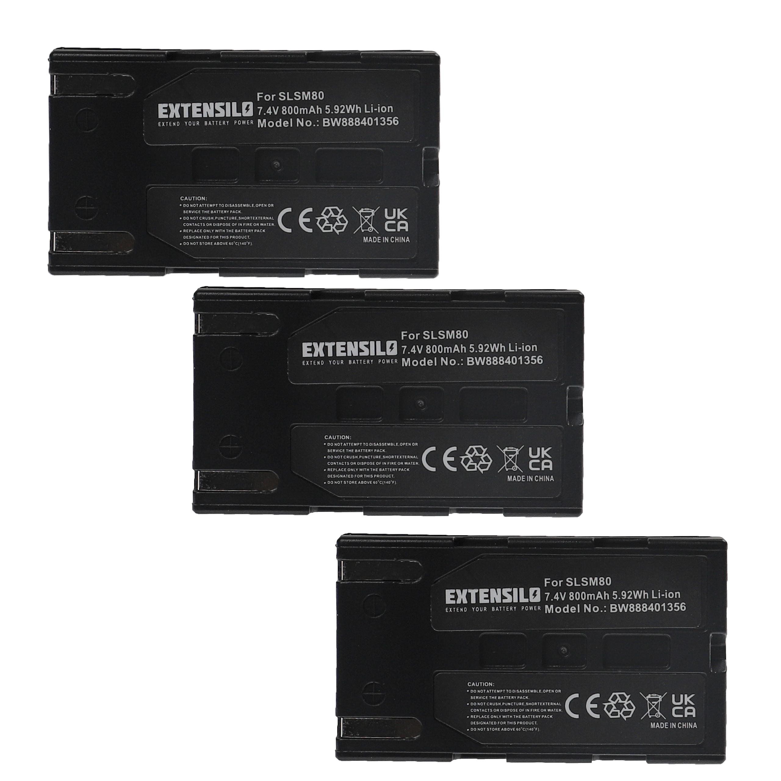 Bateria EXTENSILO para Câmaras Samsung - 800 mAh 7.4V Li-Ion (Kit 3 Unidades)