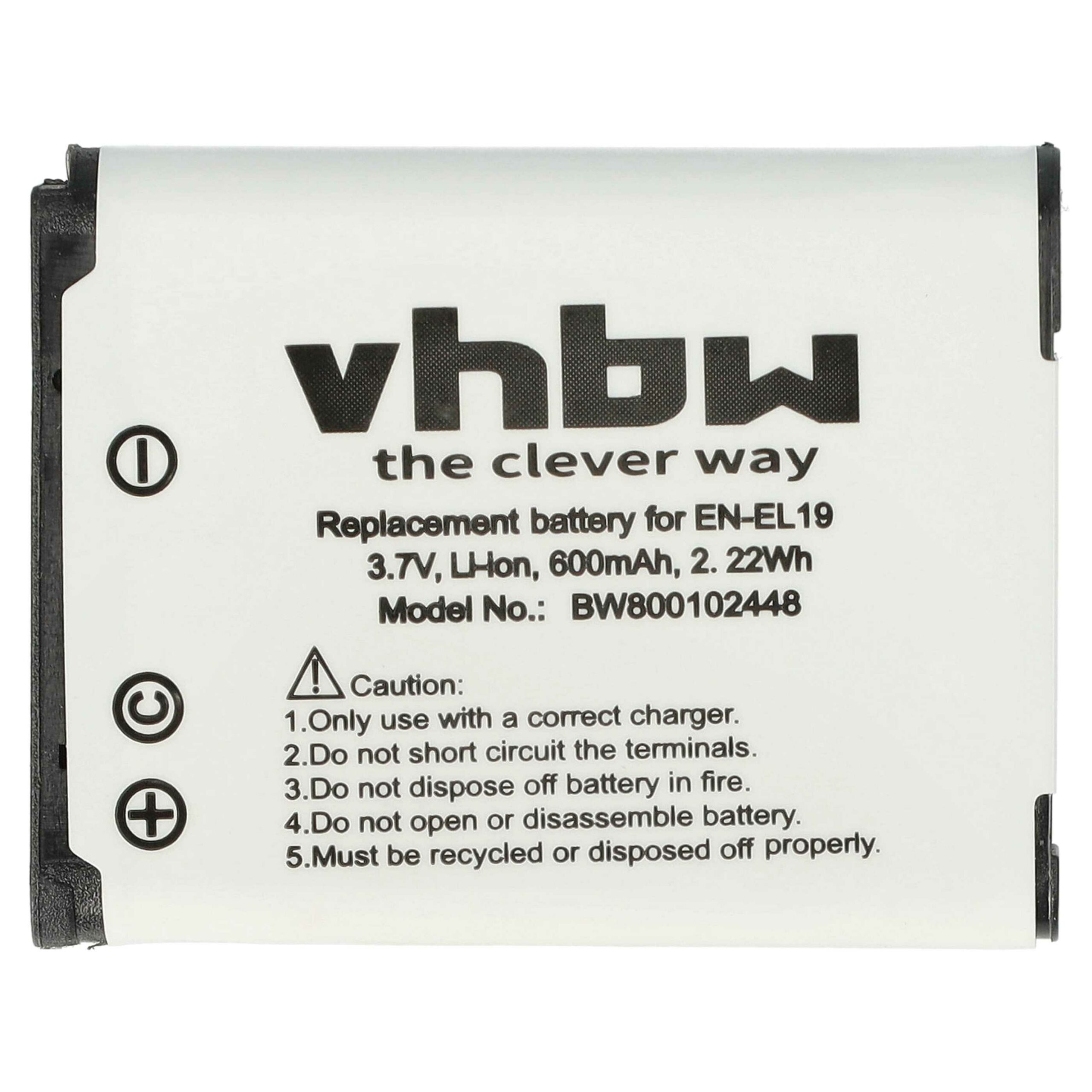 Bateria vhbw compatível com Nikon EN-EL19 - 600mAh, 3.7V, Li-Ion - Image 3