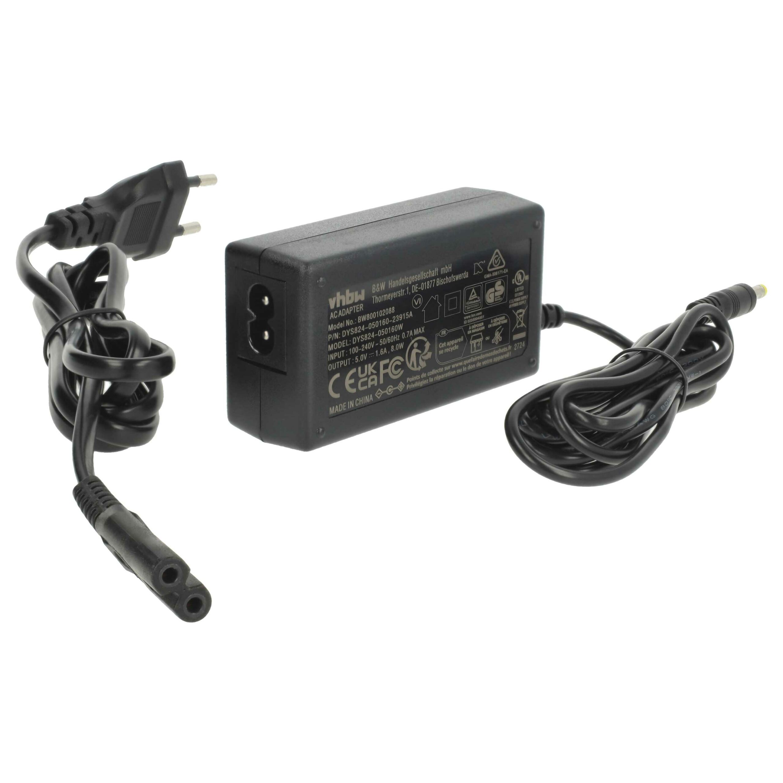 Adaptador de Alimentação vhbw para Câmaras Panasonic - 5V 1.6A (2m)