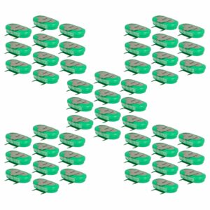 Pack 50 Pilhas Botão Recarregáveis 1/V150H 3 Pinos vhbw - 150 mAh 1.2V NiMH para Modelos e Lâmpadas Solares