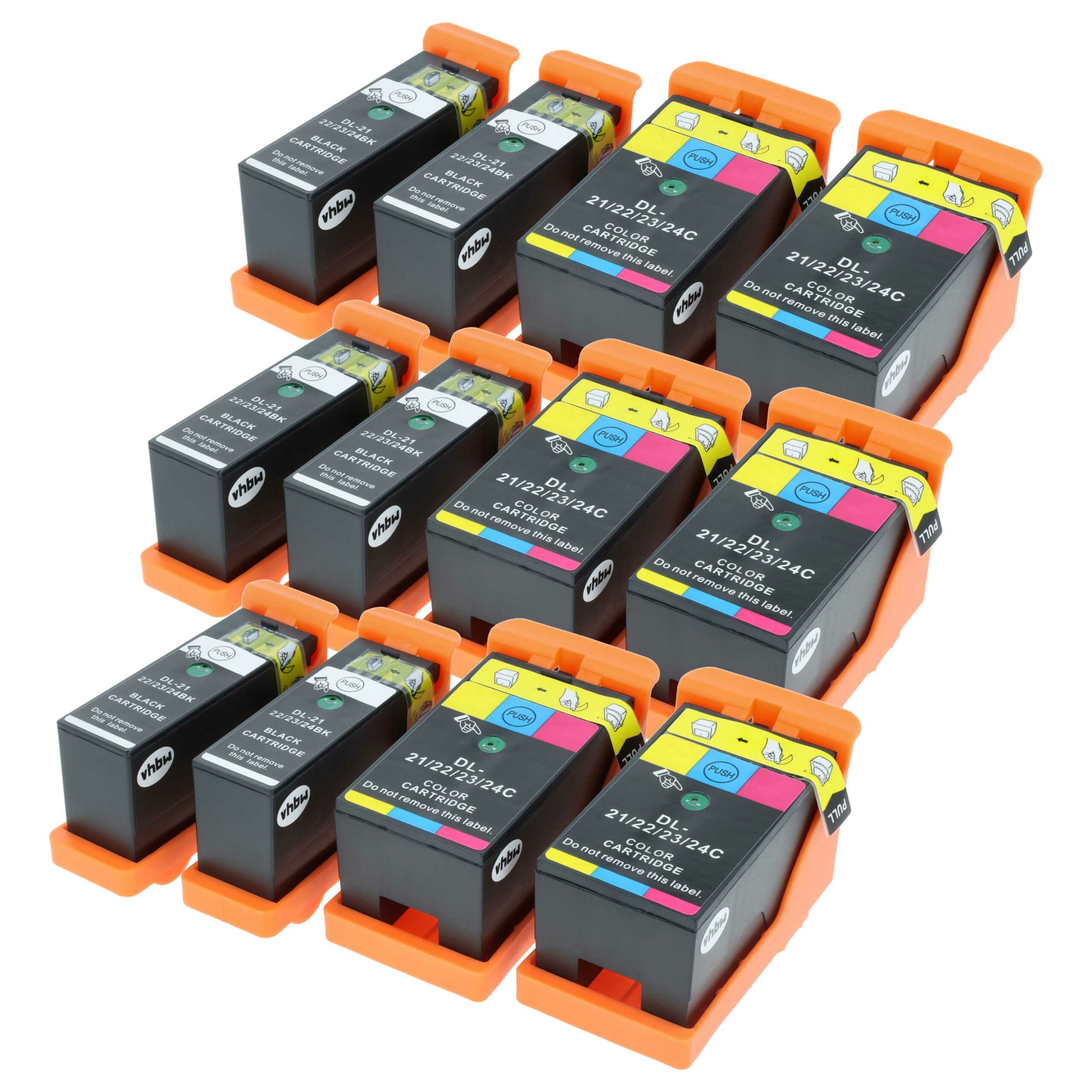 Pack 12 Cartuchos de Tinta compatíveis com Dell 21, 22, 23, 24 P513 - Preto/Ciano/Magenta/Amarelo