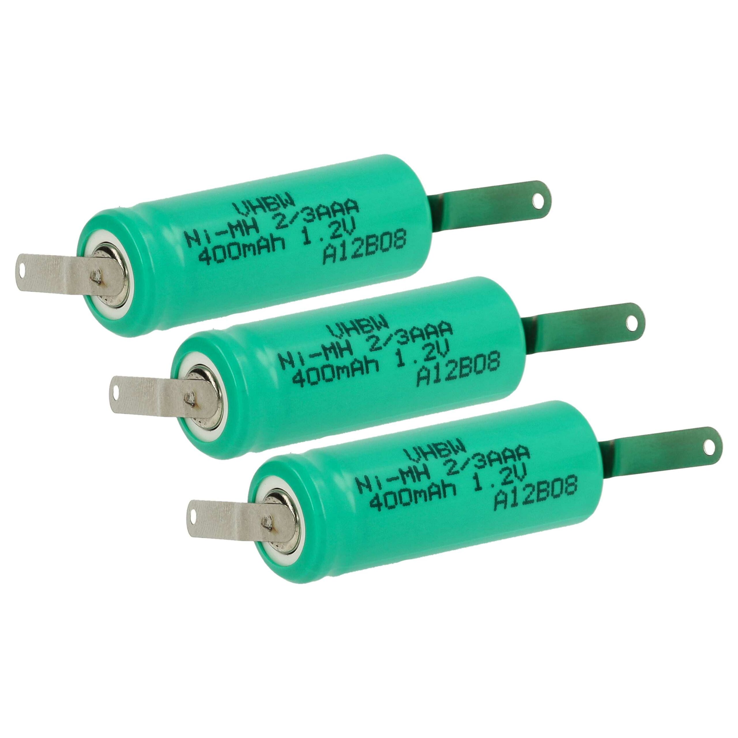 Bateria NiMH 2/3AAA 400 mAh 1.2V vhbw - Pack de 3 unidades para modelos radiocomandados