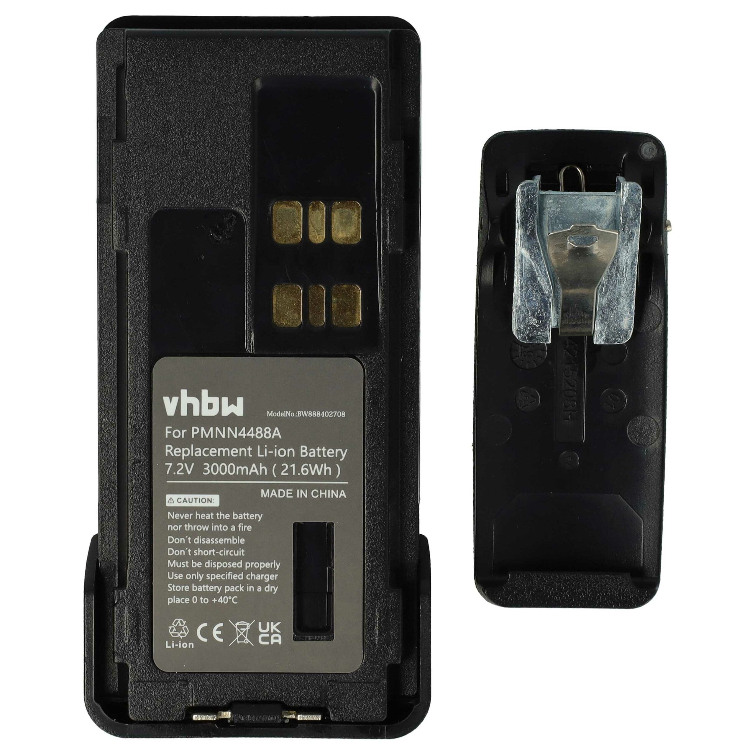 Pack 5x Baterias Motorola PMNN4416, PMNN4415, PMNN4415AR, PMNN441 - 3000 mAh 7.2V Li-Ion + Clip - Image 2
