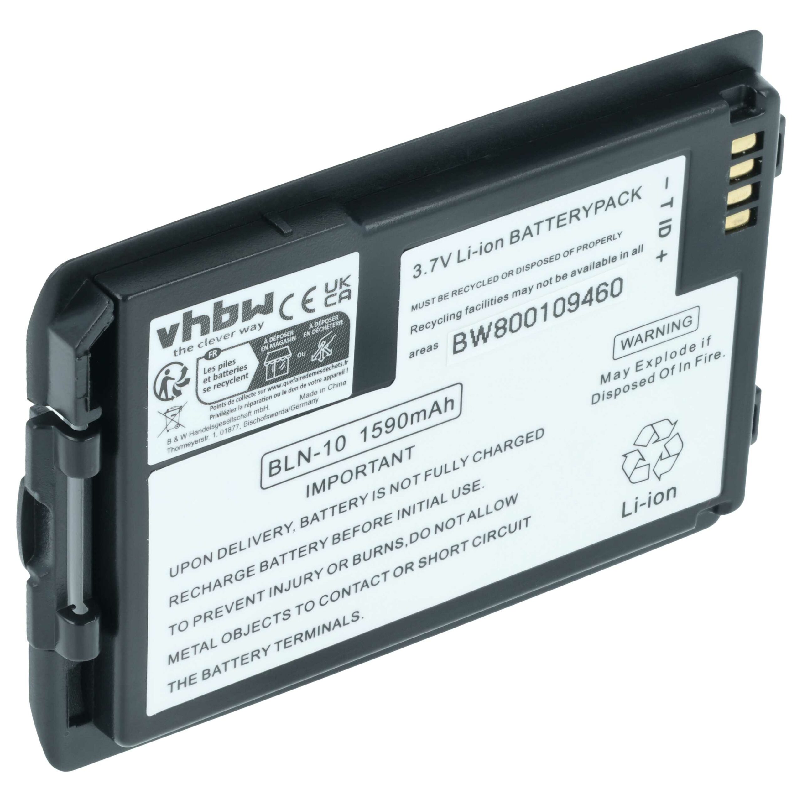 Bateria vhbw para Rádio EADS HT9980AA, BLN-10 - 1590 mAh 3.7 V Li-Ion