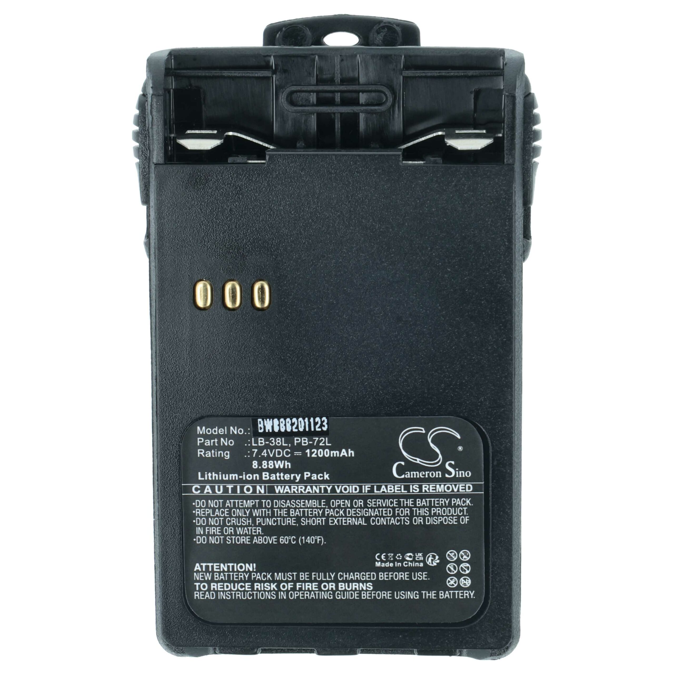 Bateria vhbw para Rádio Huntec PB200, PB-CT, LB-62L, PB-72L, LB-38L, PB400 - 1200 mAh 7.4V Li-Ion com Clip - Image 3