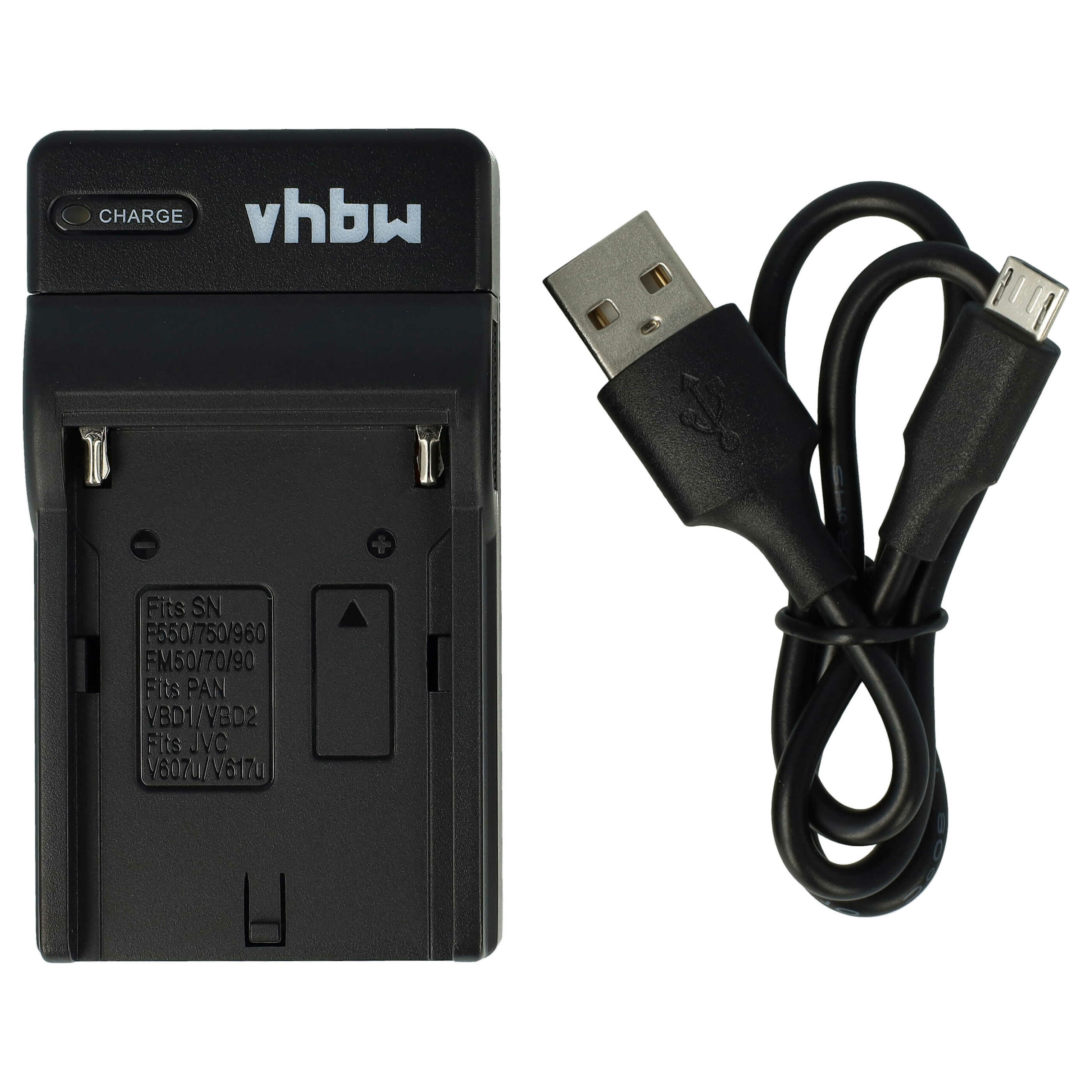 Carregador de Bateria USB-C + Cabo USB-C para Hitachi, JVC, Panasonic, RCA e outras Câmaras Digitais - 0,5 A