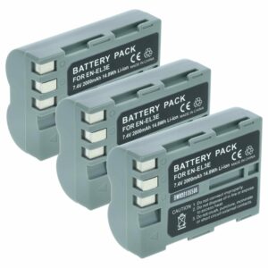 3x Bateria para Nikon EN-EL3e, EN-EL3, EN-EL3a - 2000mAh, 7.2V, Li-Ion com Chip Info
