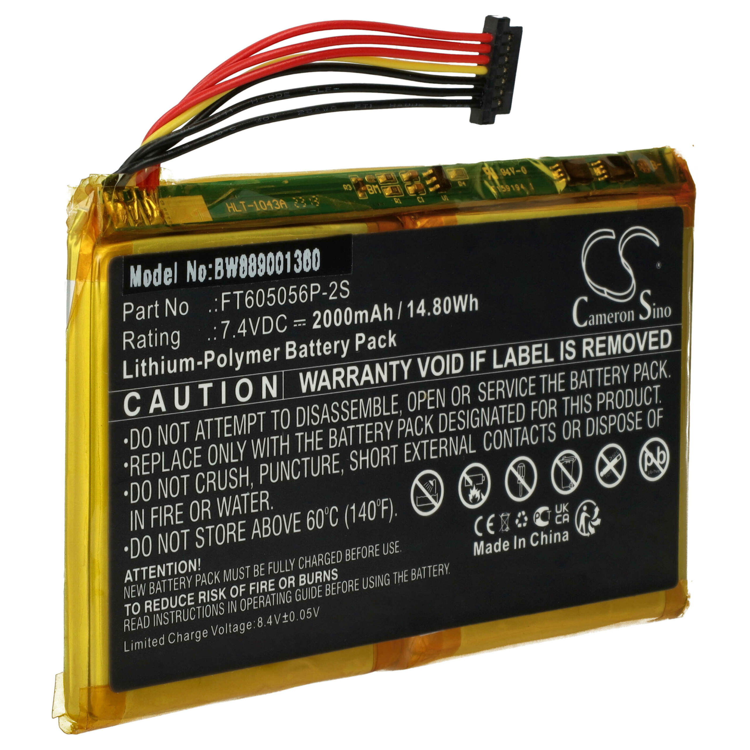 Bateria vhbw para Polaroid FT605056P-2S - 2000mAh, 7.4V, Li-polymer - Image 3