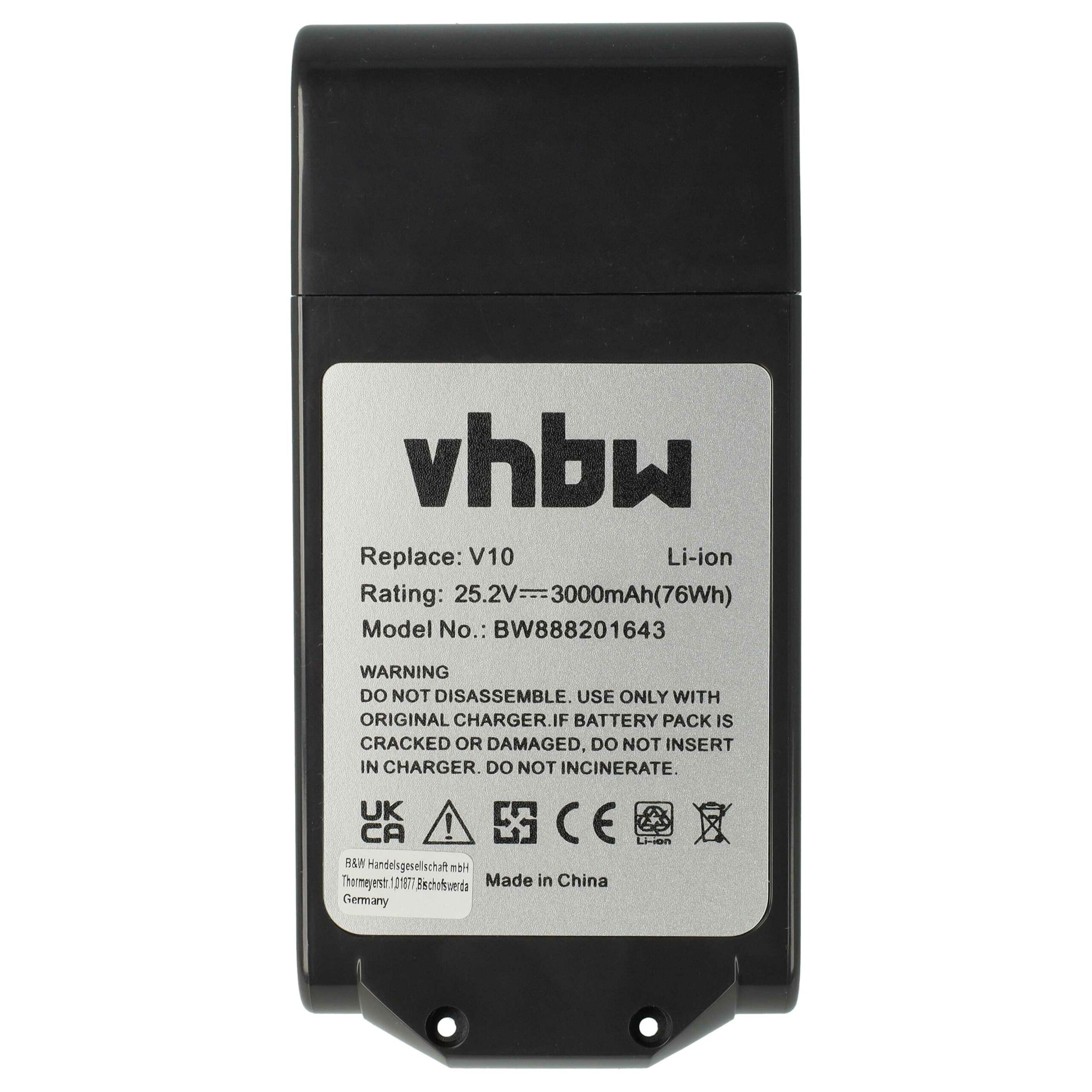 Bateria de Substituição vhbw para Dyson SV12, 969352-07, 206340 - 3000mAh, 25.2V, Li-Ion - Image 3