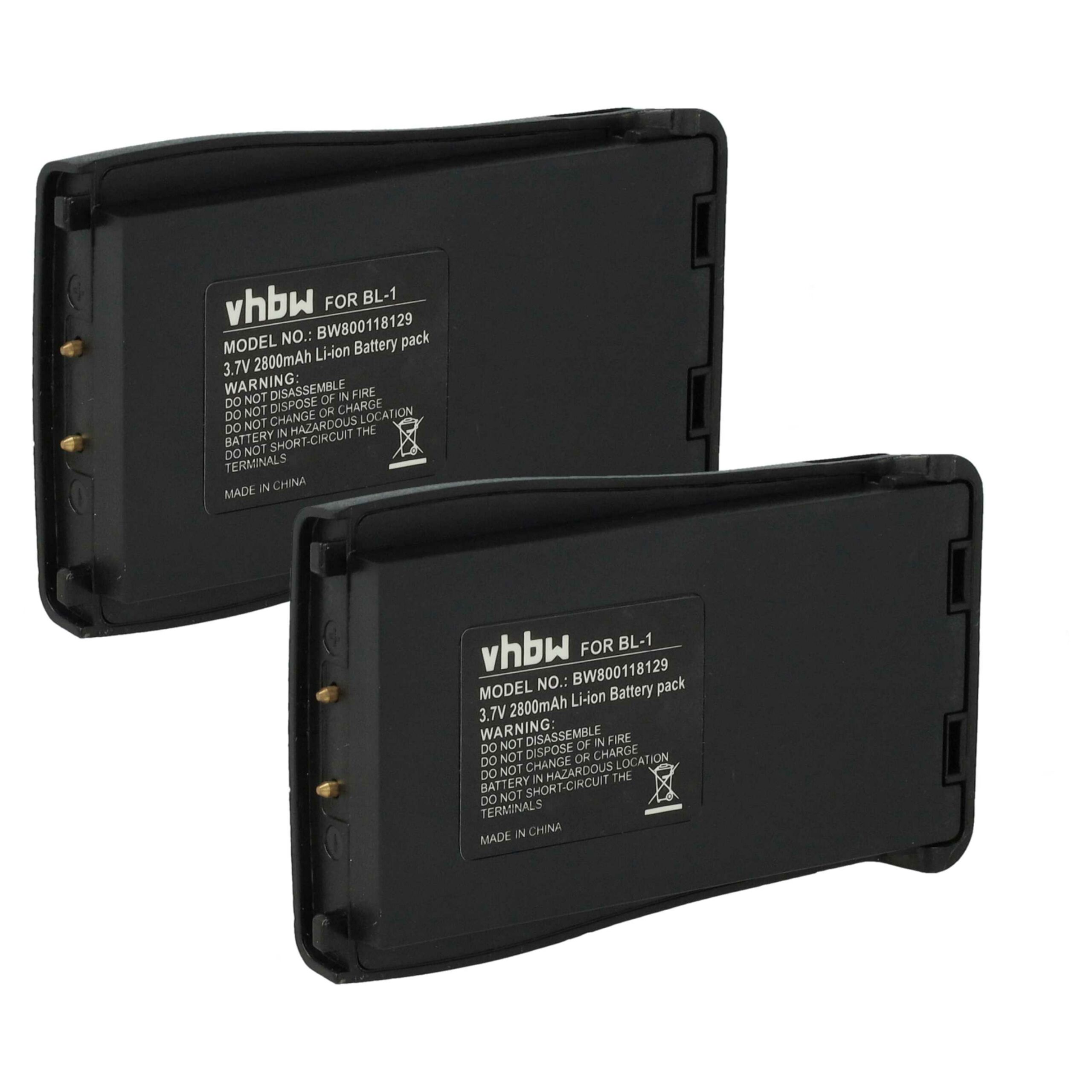 Pack de 2 Baterias vhbw BL-1 compatíveis com Baofeng/Retevis - 2800 mAh 3.7 V Li-Ion