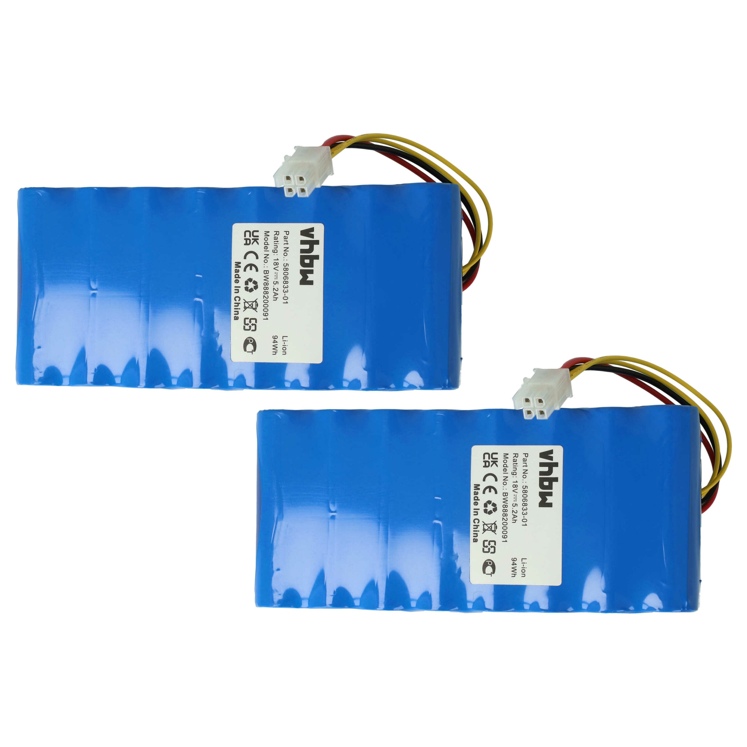 2x Bateria vhbw 5200 mAh 18 V Li-Ion para Cortadores de Relva Husqvarna