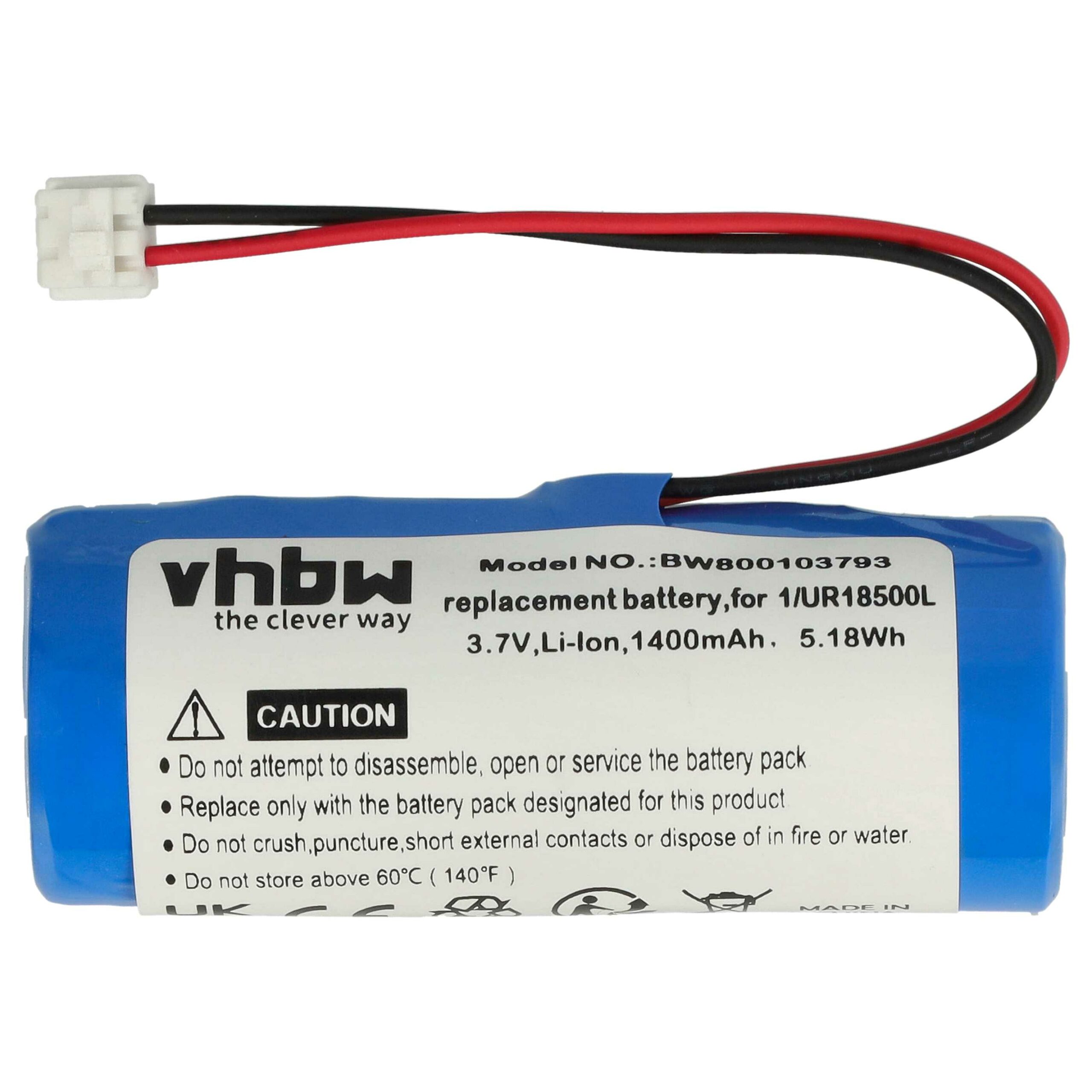 Bateria de substituição para Wella 1/UR18500L, 1531582 - 1400 mAh 3.7 V Li-polímero vhbw - Image 3