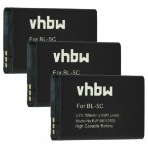 Bateria para Telemóvel vhbw 3x 700 mAh 3.7V Li-Ion Compatível Alcatel RTR001F01