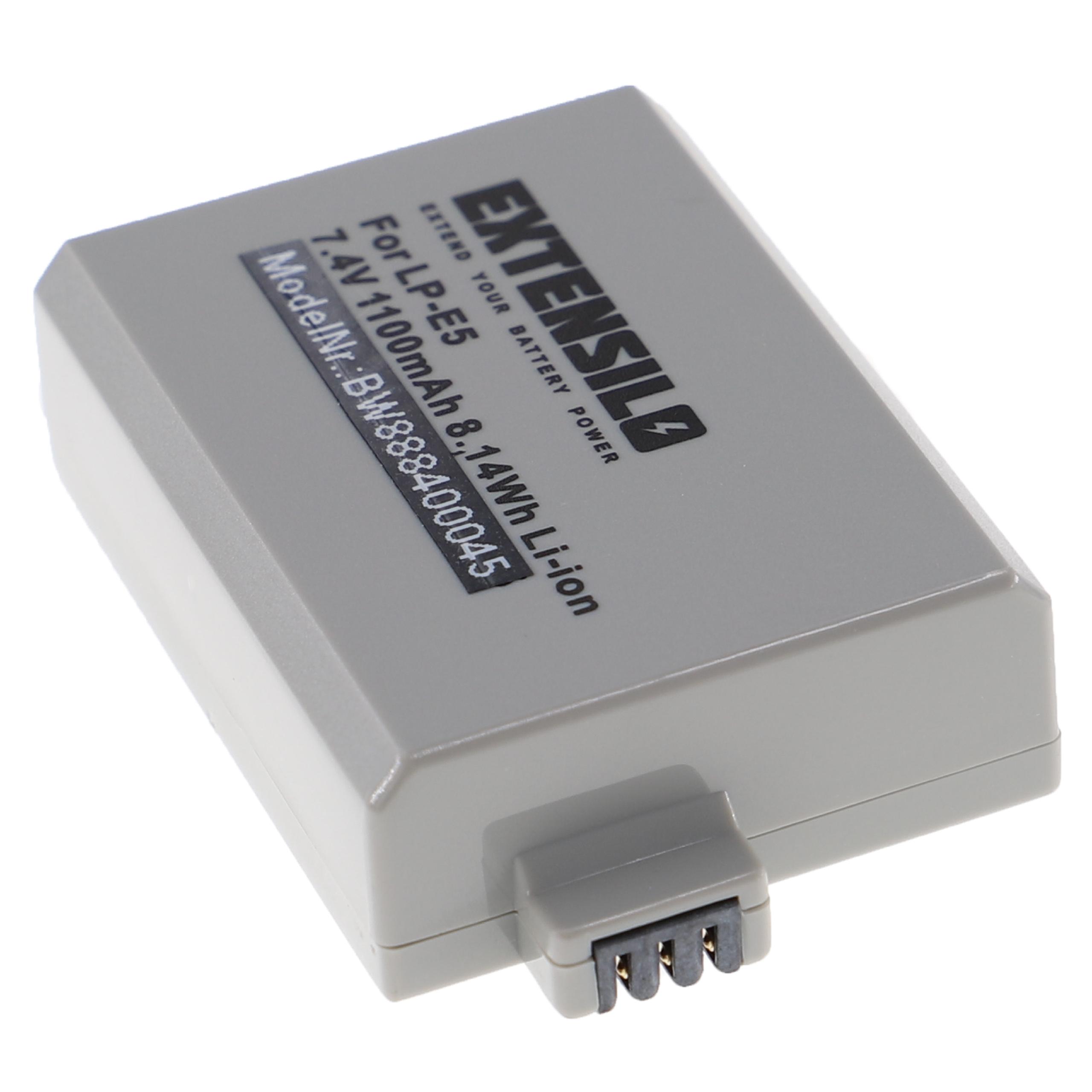 Bateria EXTENSILO para Canon LP-E5, LC-E5 - 1100mAh, 7.4V, Li-Ion - Image 3