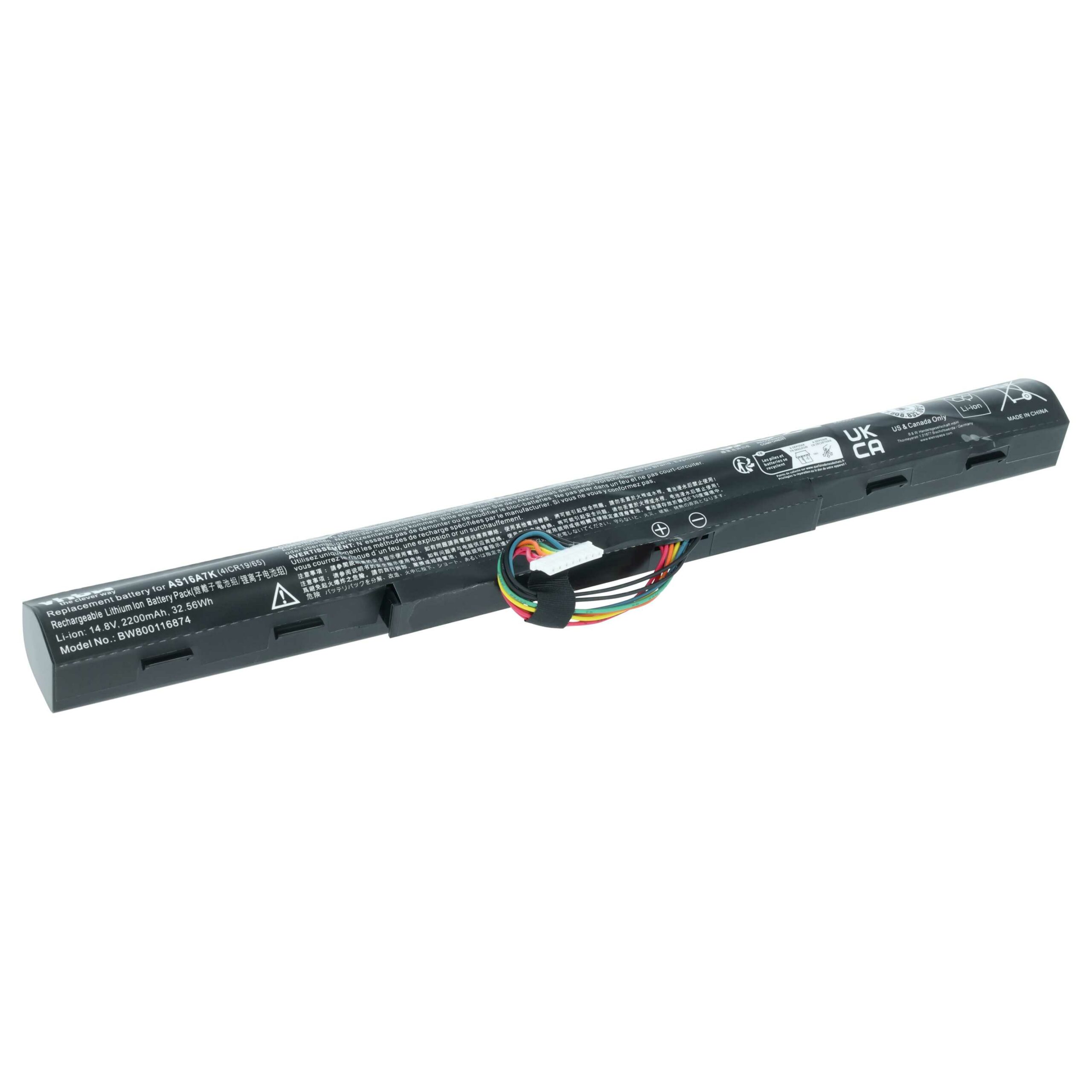 Bateria vhbw para Acer Notebook - 2200 mAh, 14.8 V, Li-Ion (AS16A8K, KT.0040G.007, AS16A5K, AS16A7K)