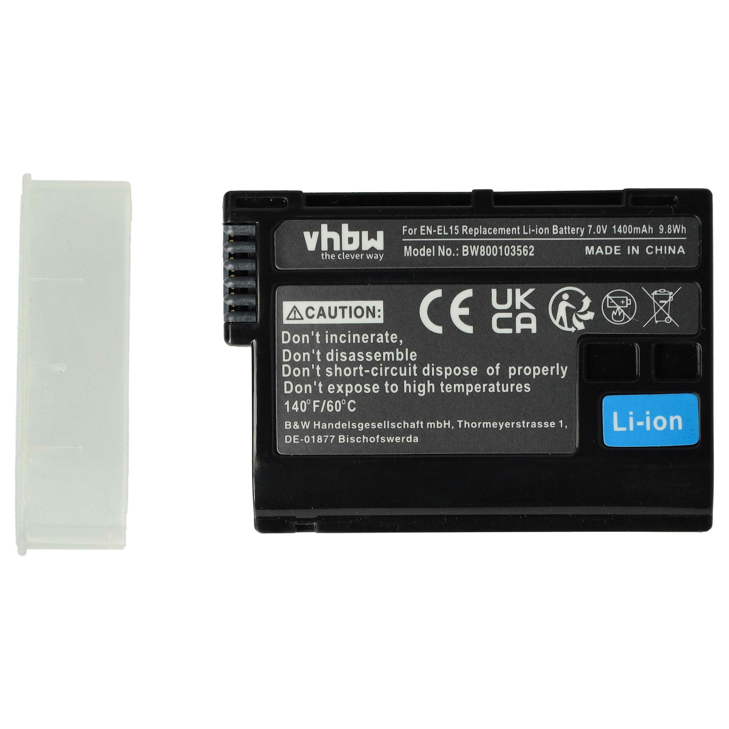 Bateria vhbw compatível com Nikon EN-EL15, EN-EL15b, EN-EL15A, EN-EL15c - 1400mAh, 7V, Li-Ion com Chip Info - Image 3