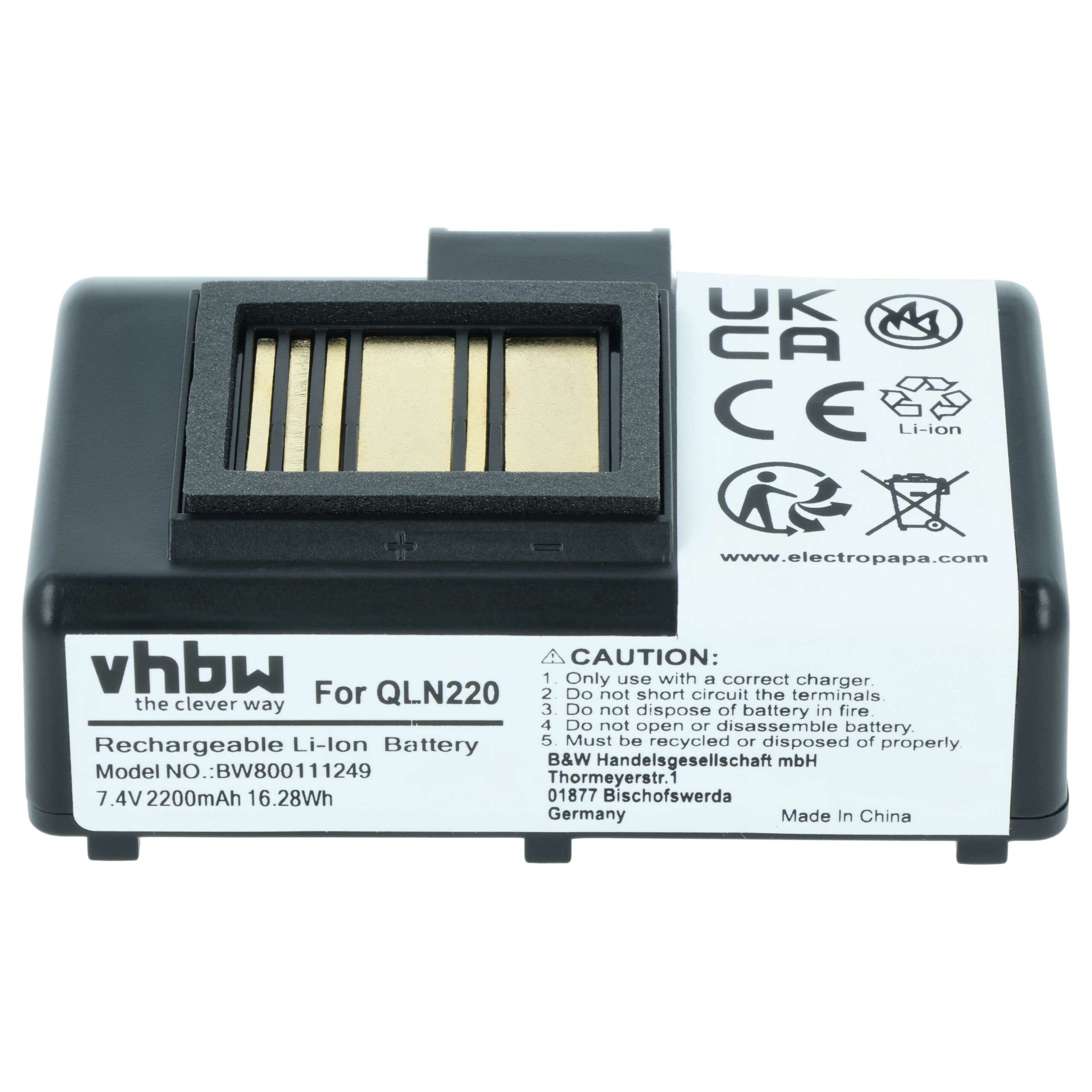 2x Bateria para Impressora Zebra AT16004, BTRY-MPP-34MA1-01, BTRY-MPP-34MAHC1-01 - 2200 mAh 7.4 V Li-Ion - Image 3